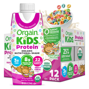 Orgain Organic Kids Nutritional Protein Shake, Fruity Cereal - Kids Snacks with 8g Dairy 