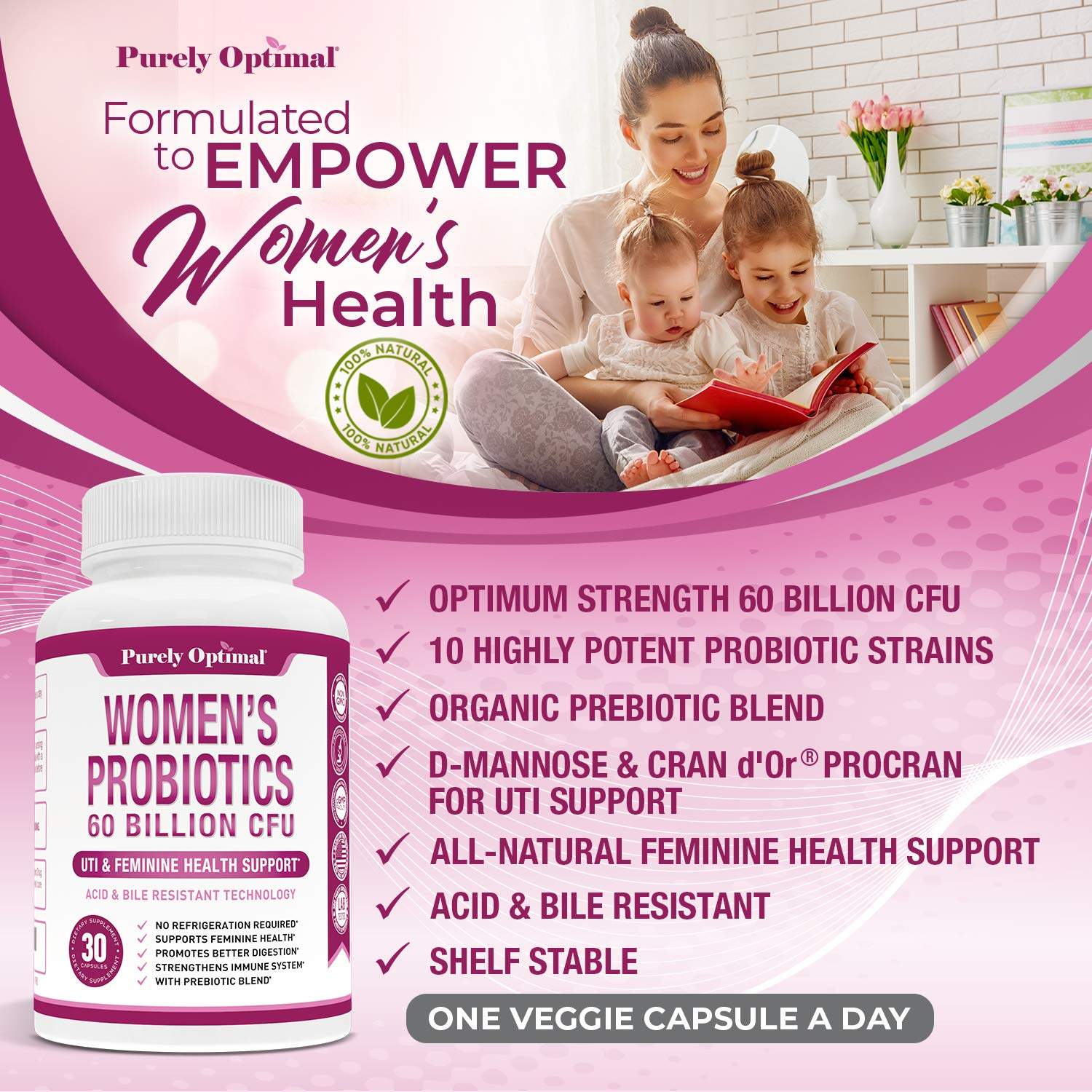 Premium Probiotics for Women - 60 Billion CFU, Dr. Formulated Prebiotics & Probiotics
