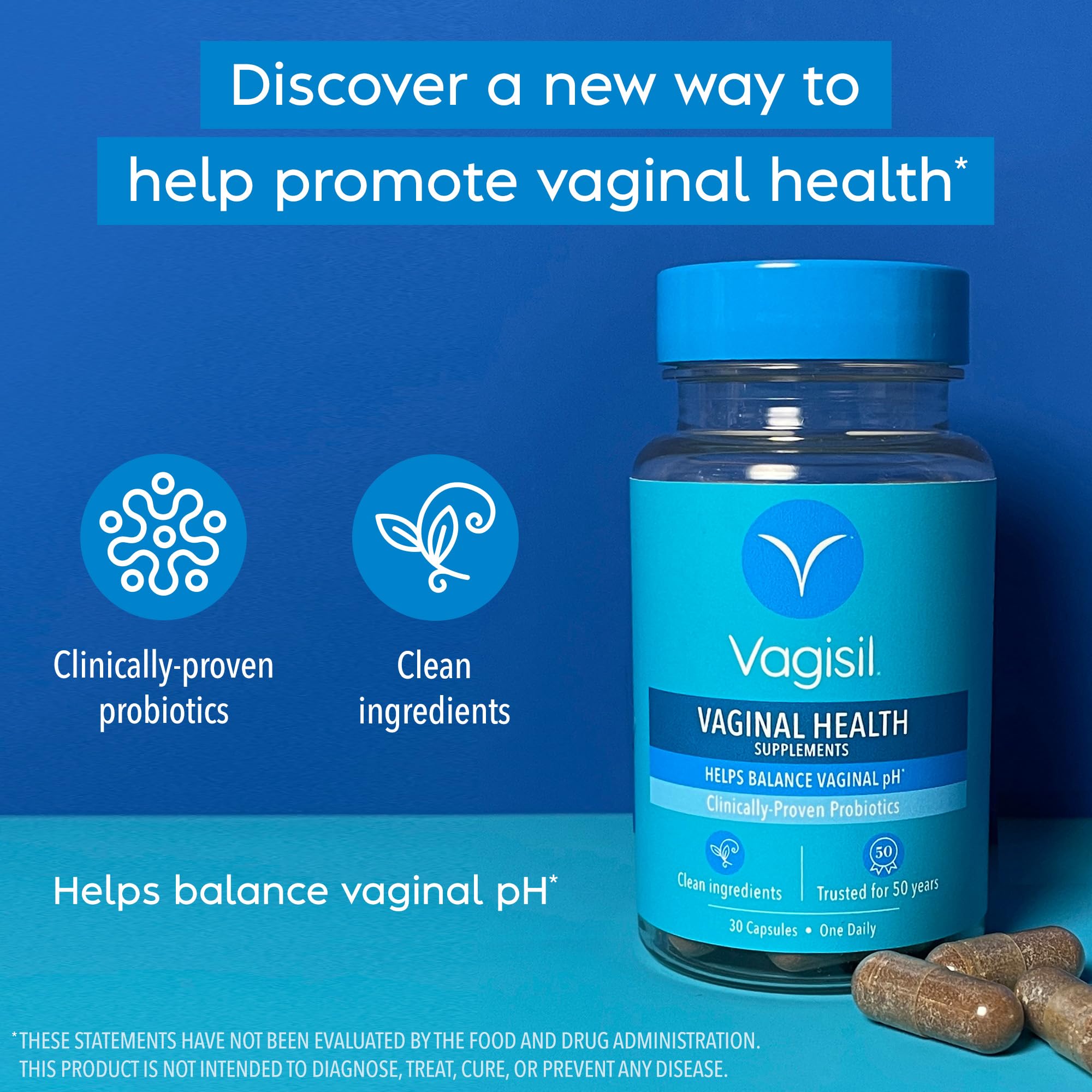 Vagisil Vaginal Health Supplements, Clinically-Proven Probiotics, Promotes Vaginal Health
