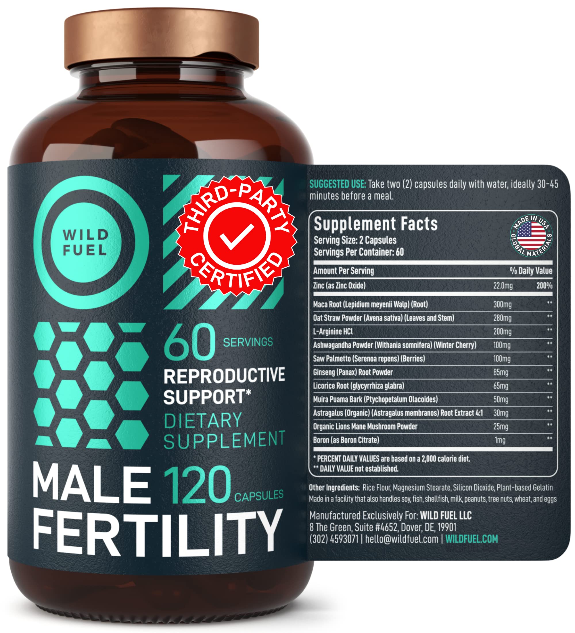 Fertility Supplements For Men Prenatal Vitamin - Maca Root, Ashwagandha, L Arginine