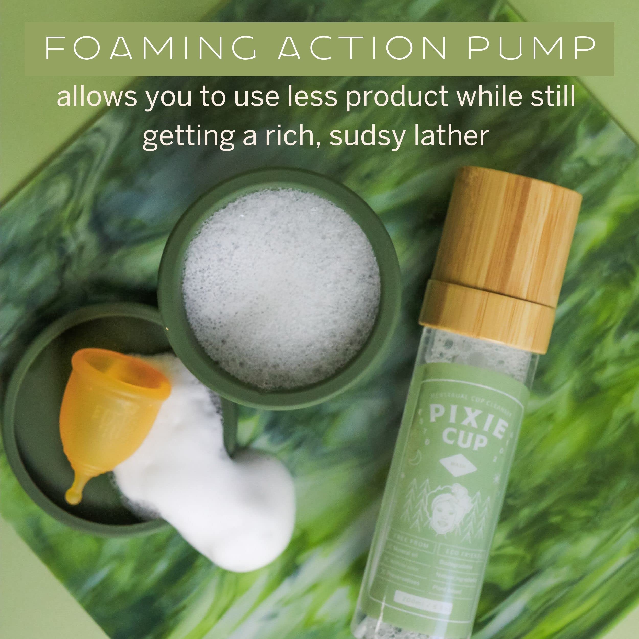 Pixie Menstrual Cup Cleaner Wash + Foaming Dispenser + More Wash in Bottle Than Any Other Brand