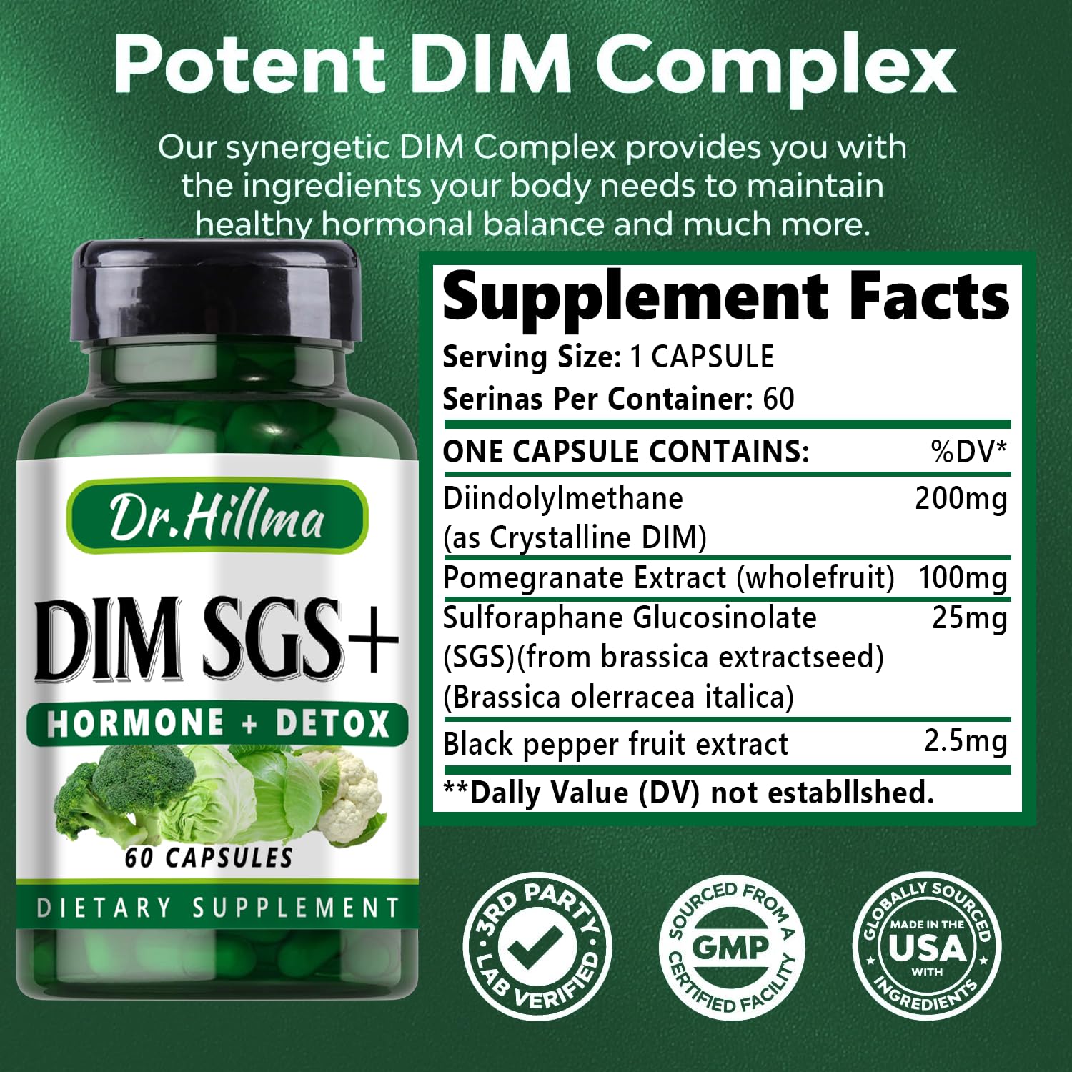 DIM Supplement 200mg Balance Your Hormones Naturally | Hormonal Harmony for Women & Men