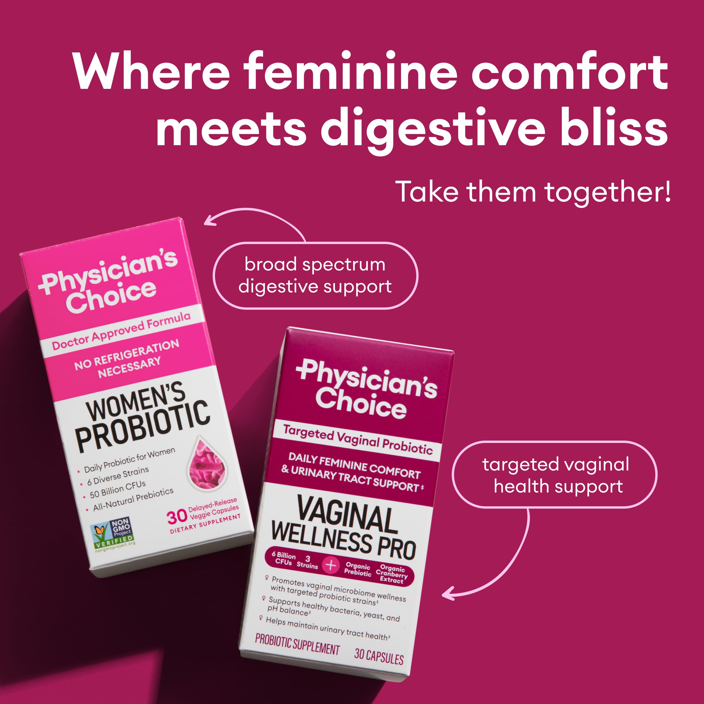 Physician's CHOICE Feminine Power Duo Bundle - Vaginal Probiotic + Womens Probiotic