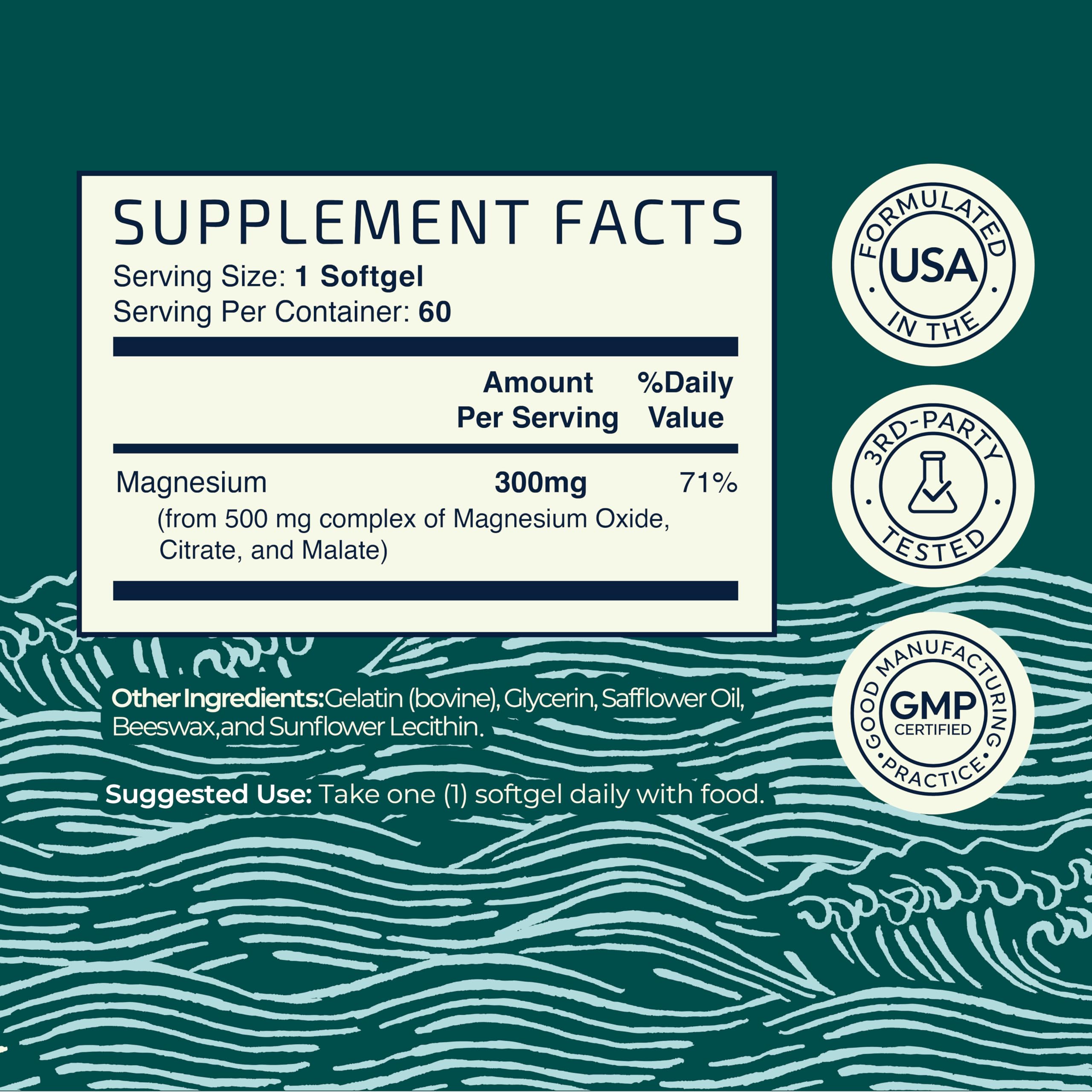 Triple Magnesium Softgels | Citrate, Malate, & Oxide | Highly Absorbable Magnesium