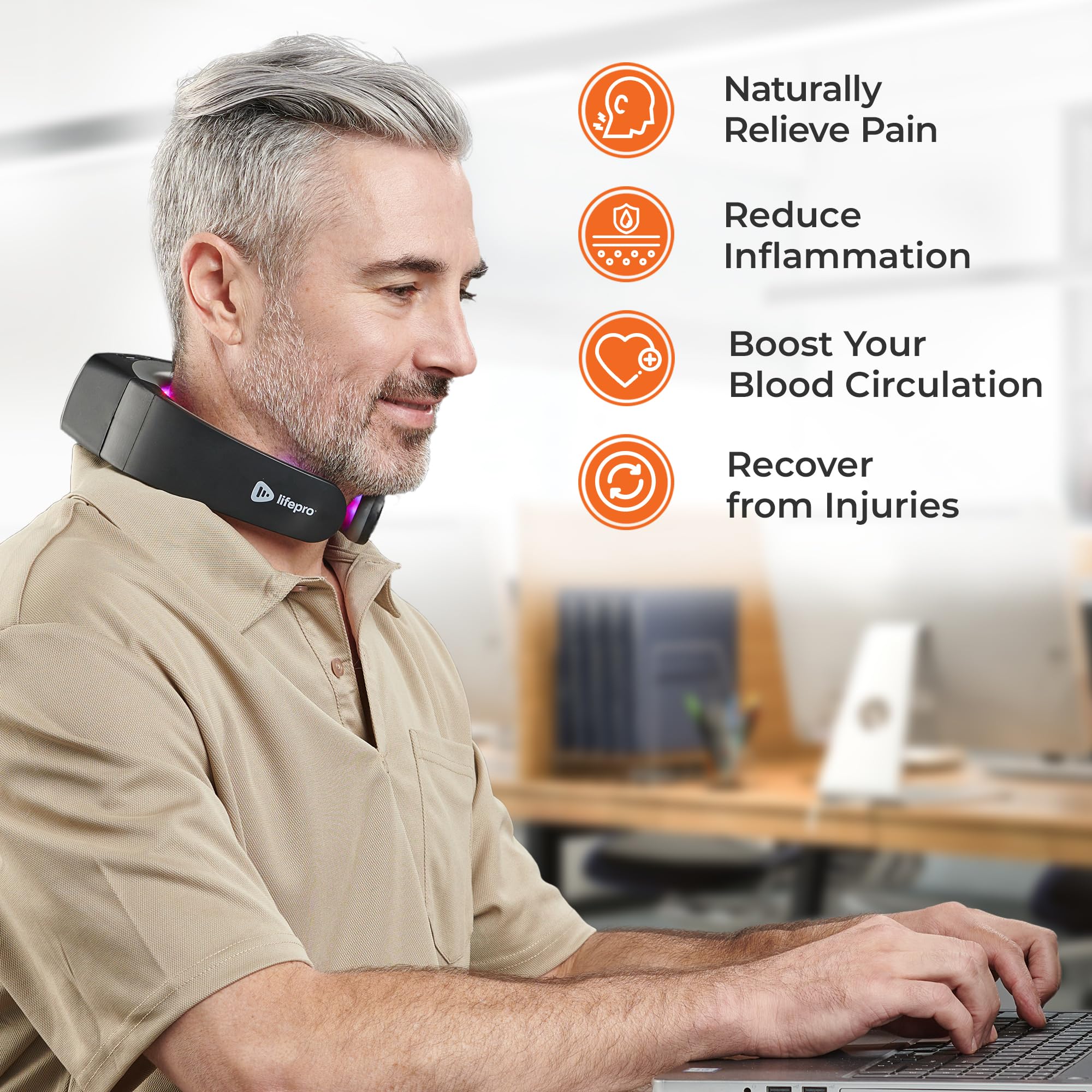 Lifepro Red Light Therapy for Neck - Compact & Rechargeable Red Light Therapy Device- On-The-Go