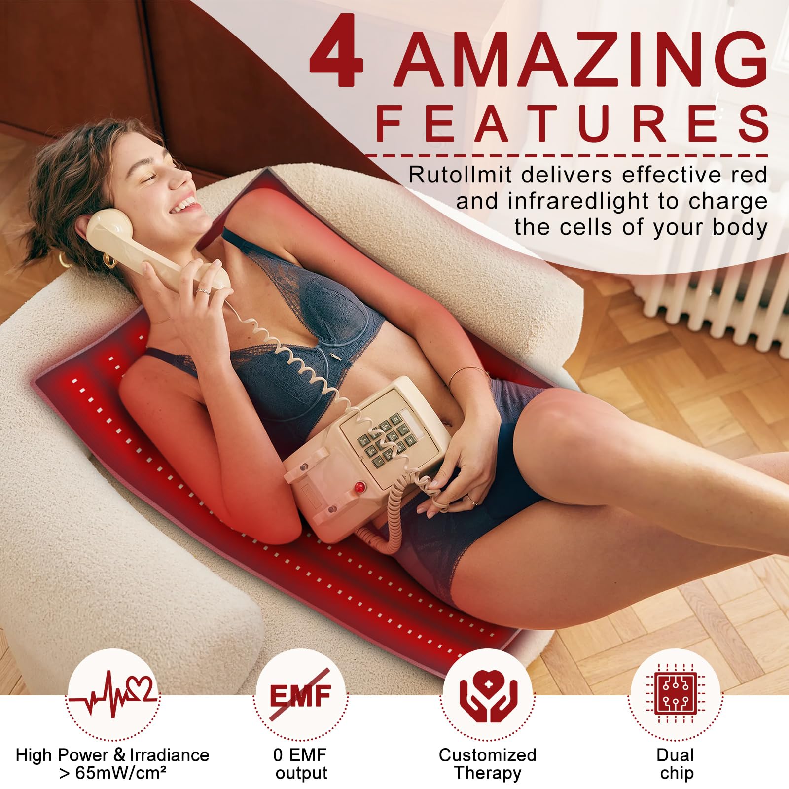 Red Light Therapy Pad 38 * 23.6 in - Red Light Therapy Body, 400 LEDs Using 660nm Red Light