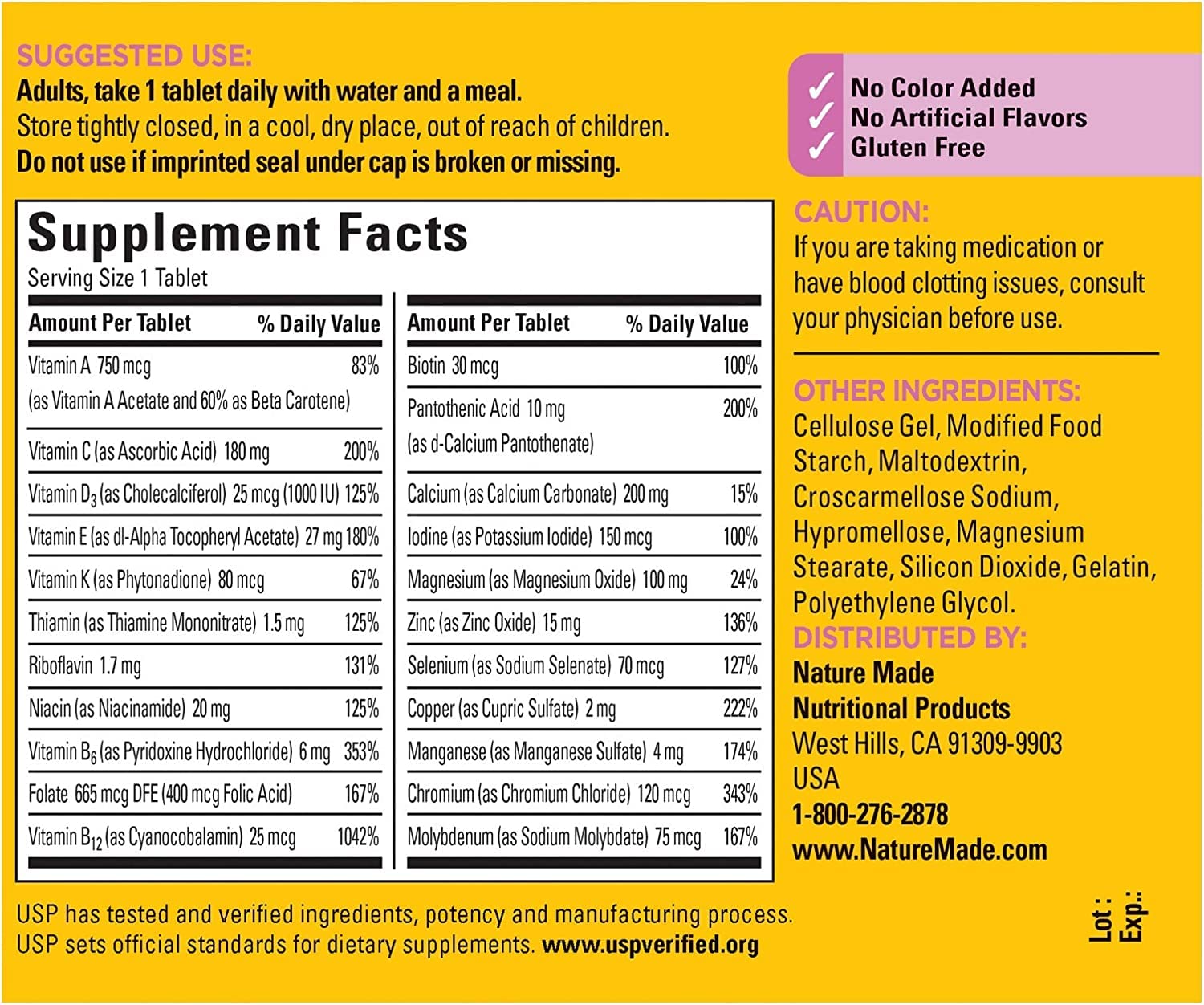 Nature Made Multi for Her 50+ Vitamin/Mineral Tablets 90 ea (Pack of 4)