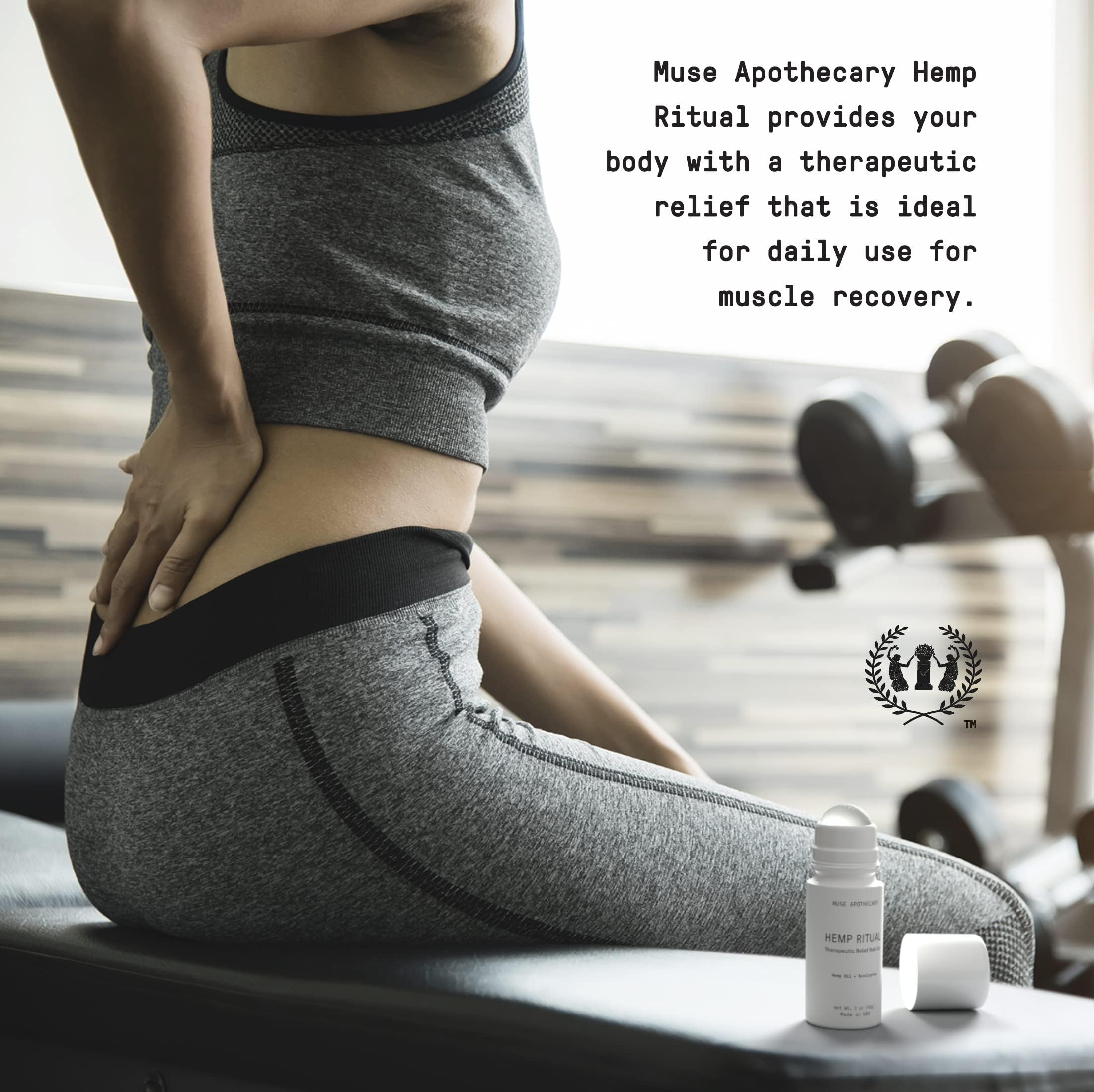 Muse Apothecary Hemp Ritual - Roll-On, USDA Certified Organic Hemp Seed Oil, Post-Workout Recovery, Muscle & Joint, Tension & Discomfort
