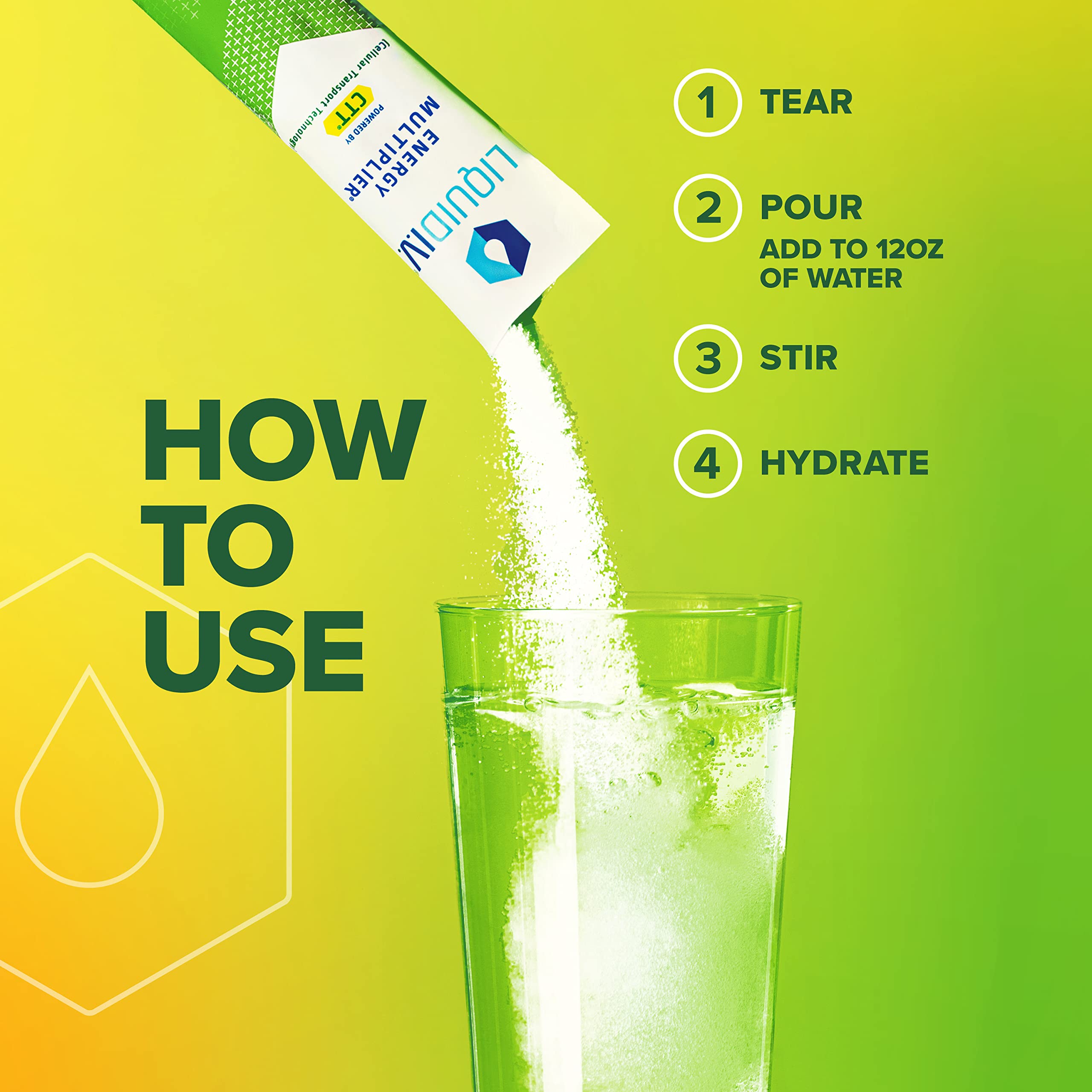 Liquid I.V. Hydration + Energy Multiplier - Lemon Ginger - Hydration Powder Packets