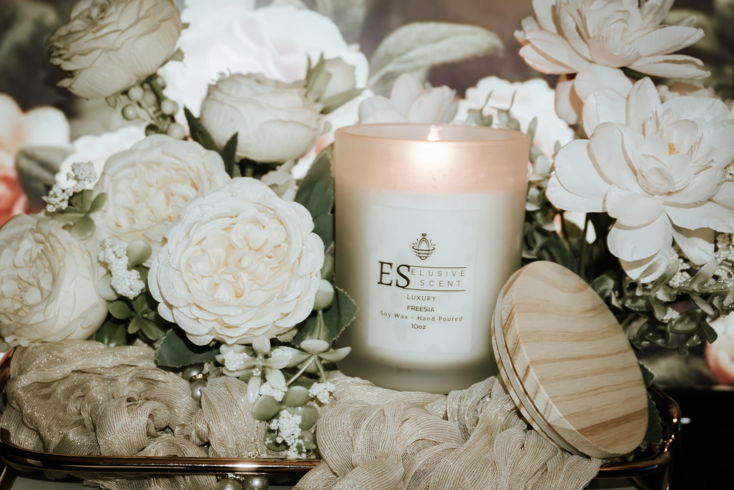 Freesia | 10oz | Luxury Candle | Scented Candle | Aromatherapy | Essential Fragrance Oils | 100% Soy Wax