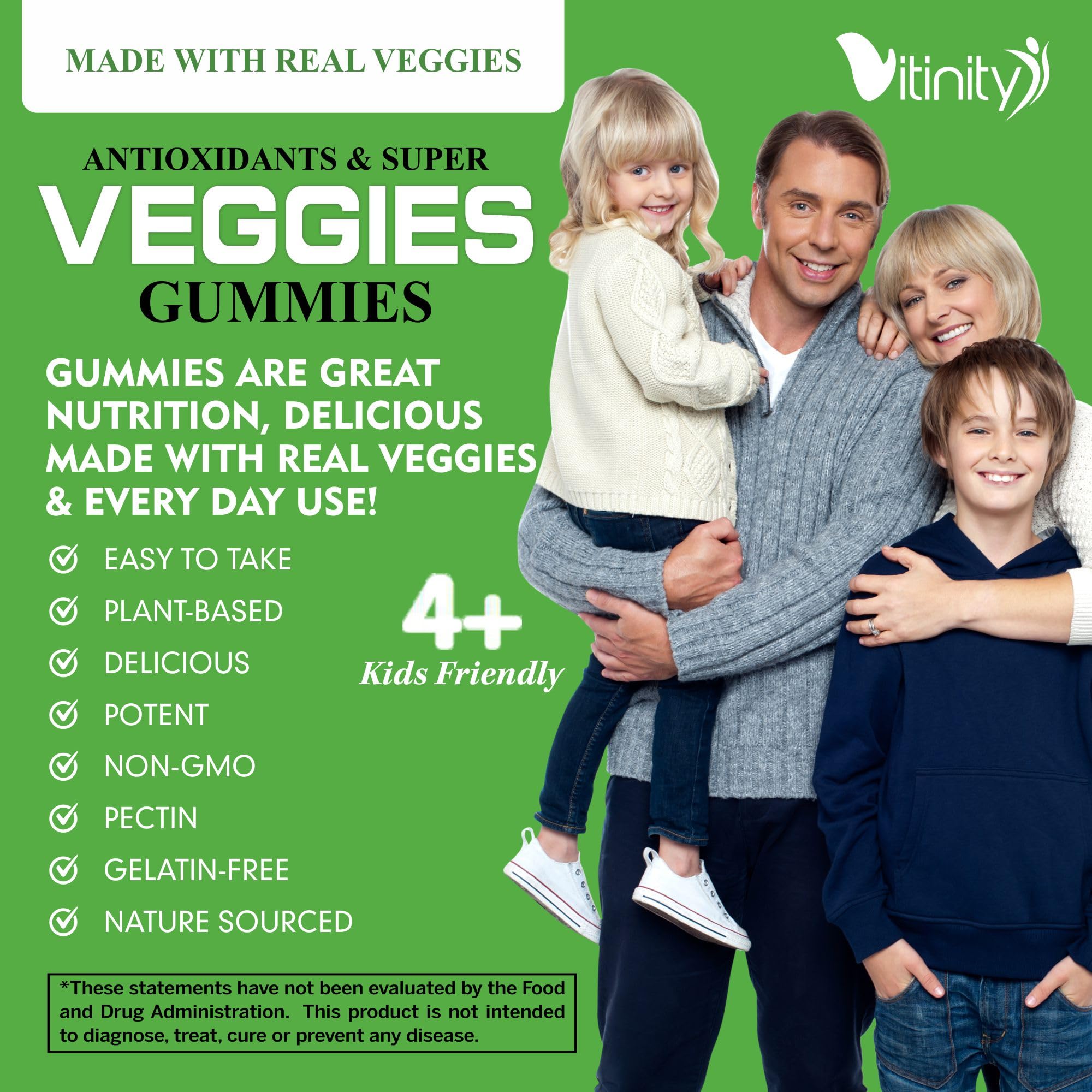VITINITY Made with Real Super Veggies Delicious Gummy Supplement,Men,Women & Kids
