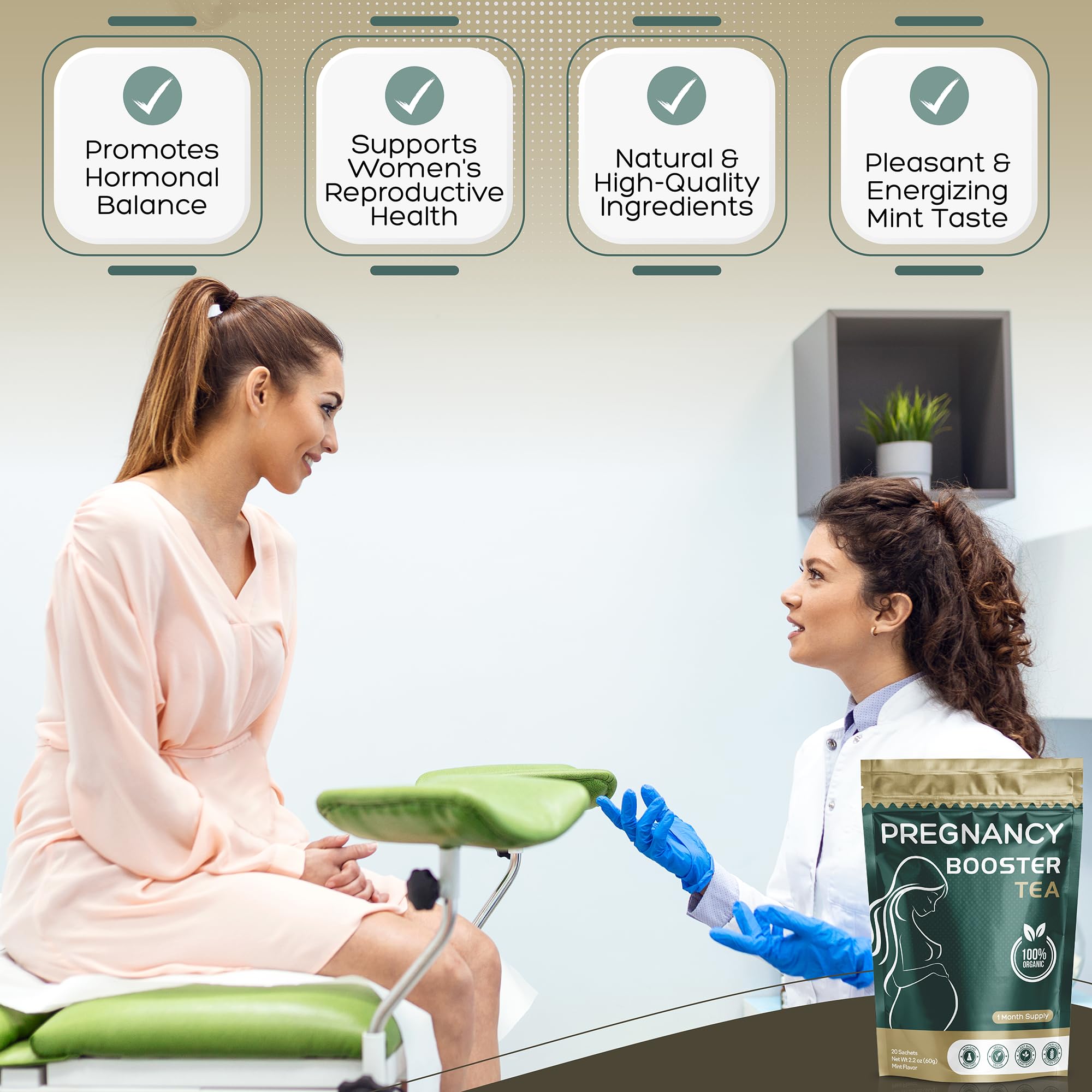 Pregnancy Booster Tea, organic tea to enhance fertility, hormonal balance, menstrual cycle regulation