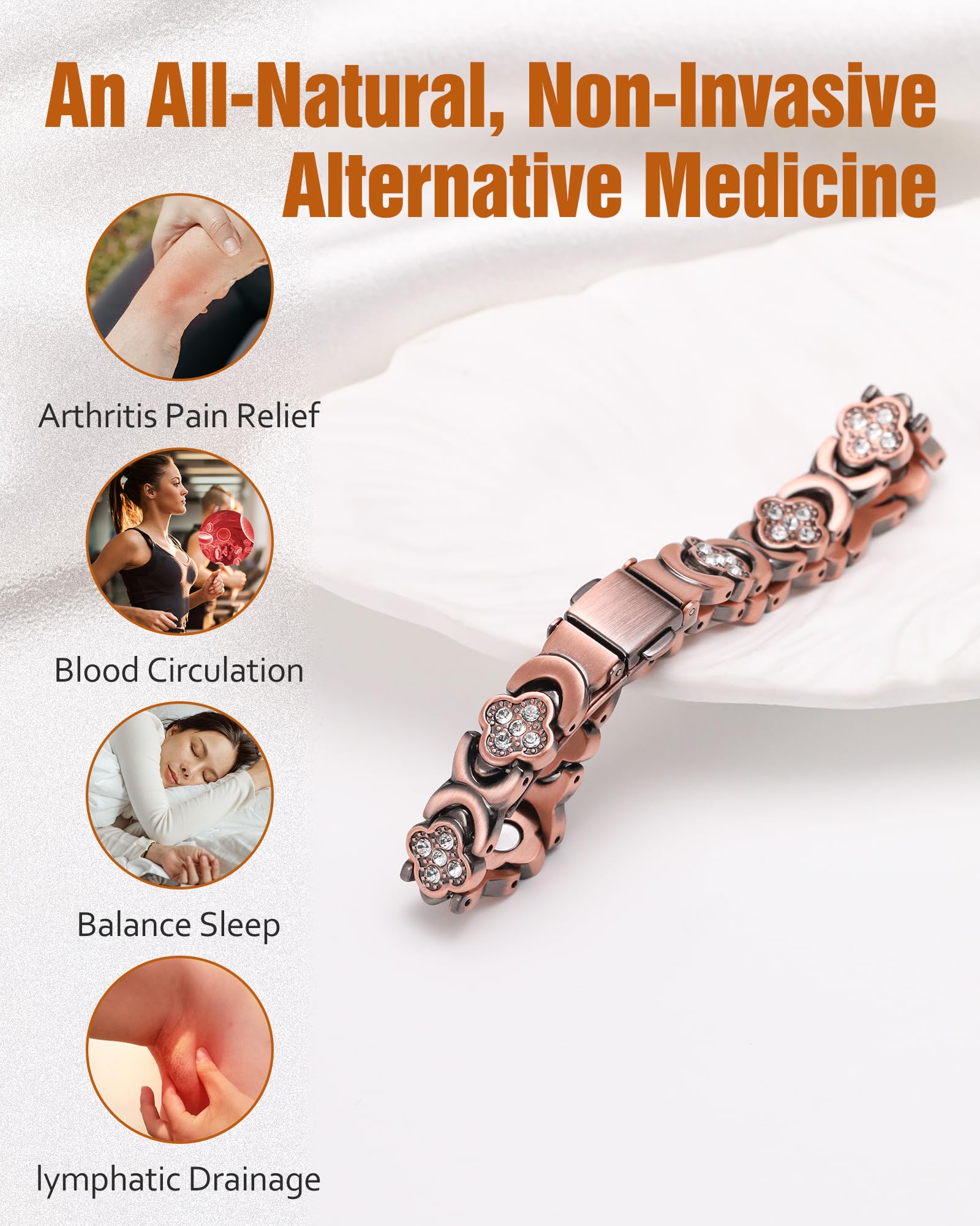 Jecanori Women's Pure Copper Bracelet, Ultra Strength Magnetic Copper Bracelets for Women