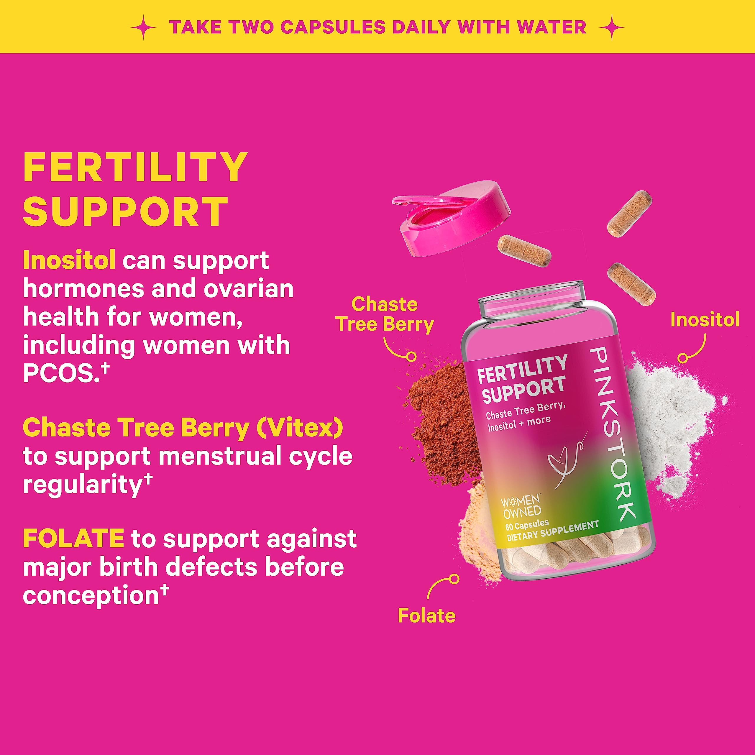 Pink Stork Fertility Supplement for Women + Birth Control Cleanse, Hormone Balance for Women, Vitex