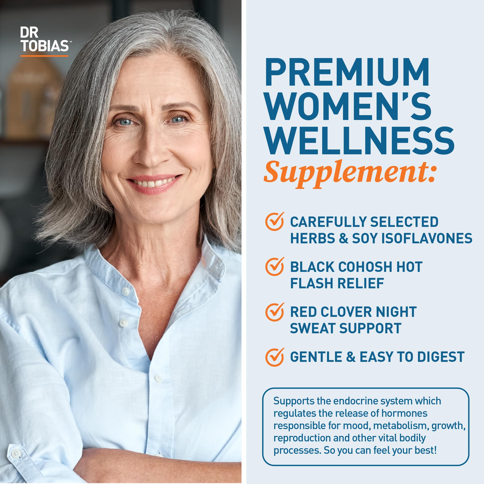 Dr. Tobias Menopause Relief Supplement with Black Cohosh, Soy Isoflavones, and Don Quai