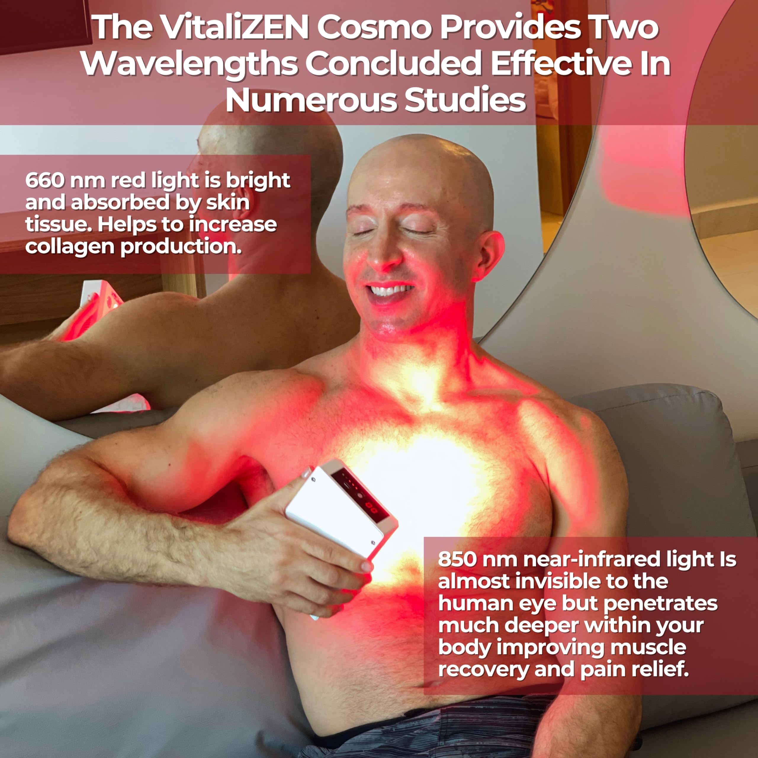 VitaliZEN Cosmo 60 Watt, Rechargeable Red & Near-Infrared Light Therapy Device. 660nm & 850nm