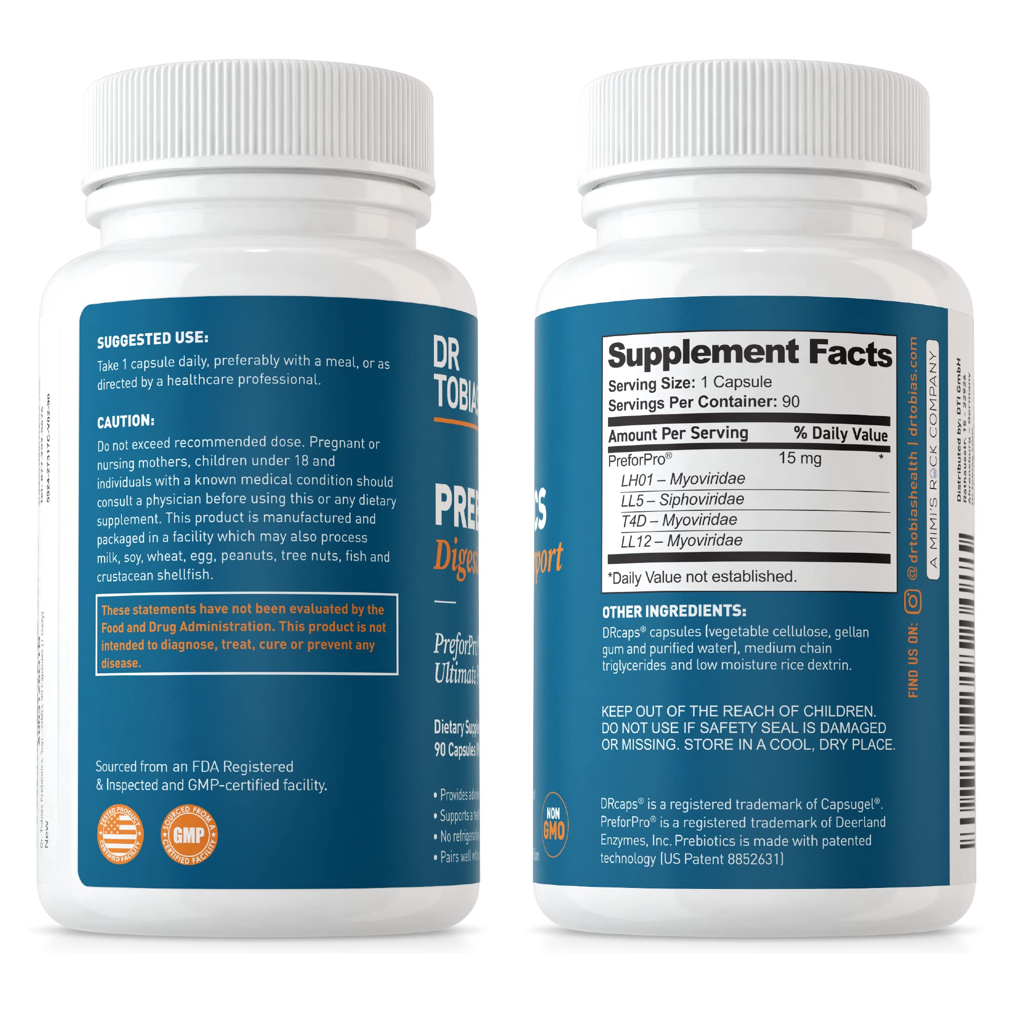 Dr. Tobias Prebiotics, Supports Digestion & Gut Health, Feed Good Probiotic Bacteria