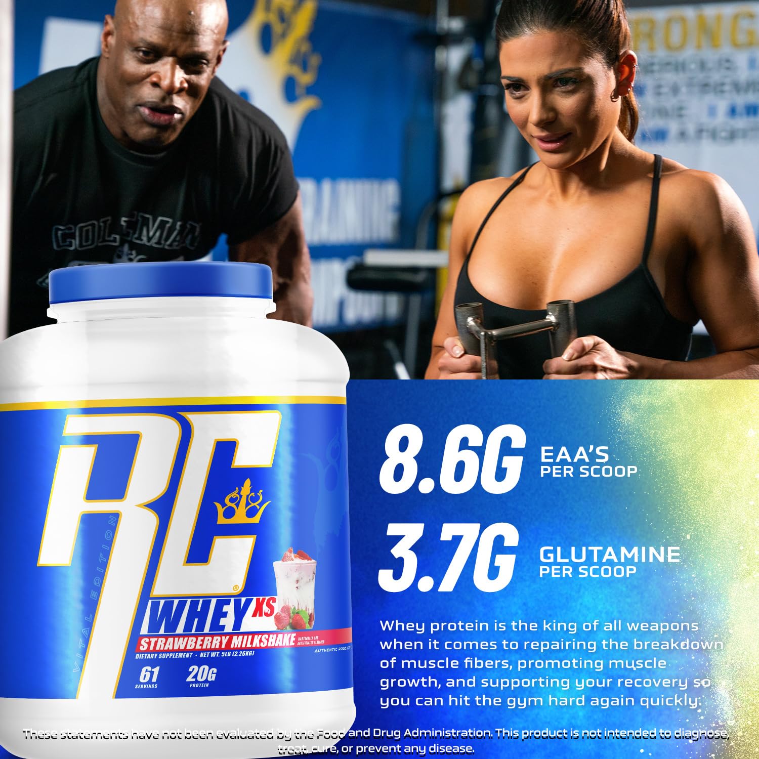 Ronnie Coleman Signature Series Whey XS Protein Powder, Pre Workout Shake Mix