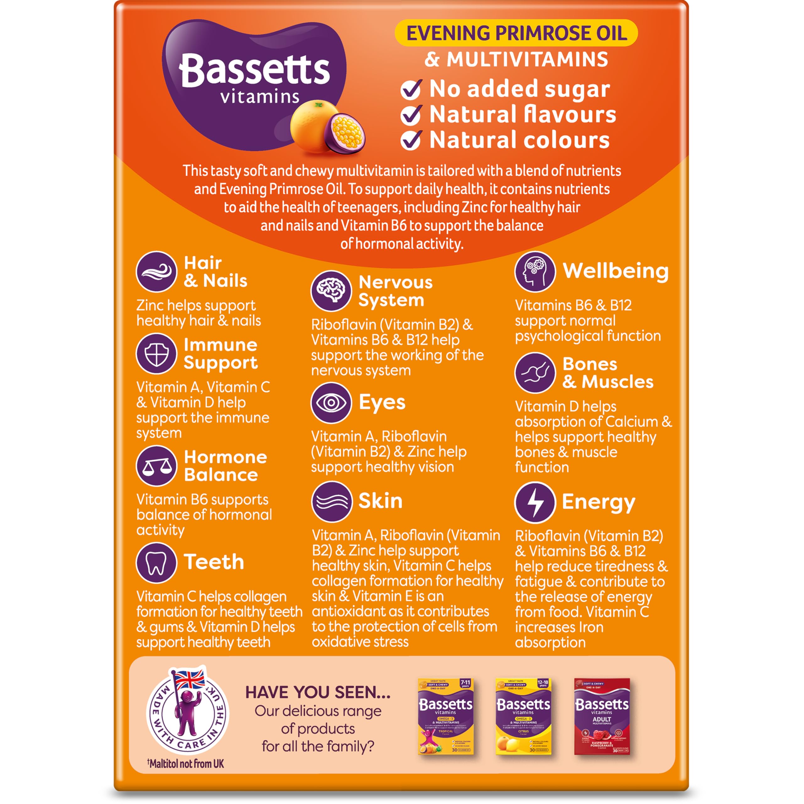 Bassetts Vitamins 12-18 EPO Orange & Passion Fruit 30's, 94.2 g, Orange and passionfruit