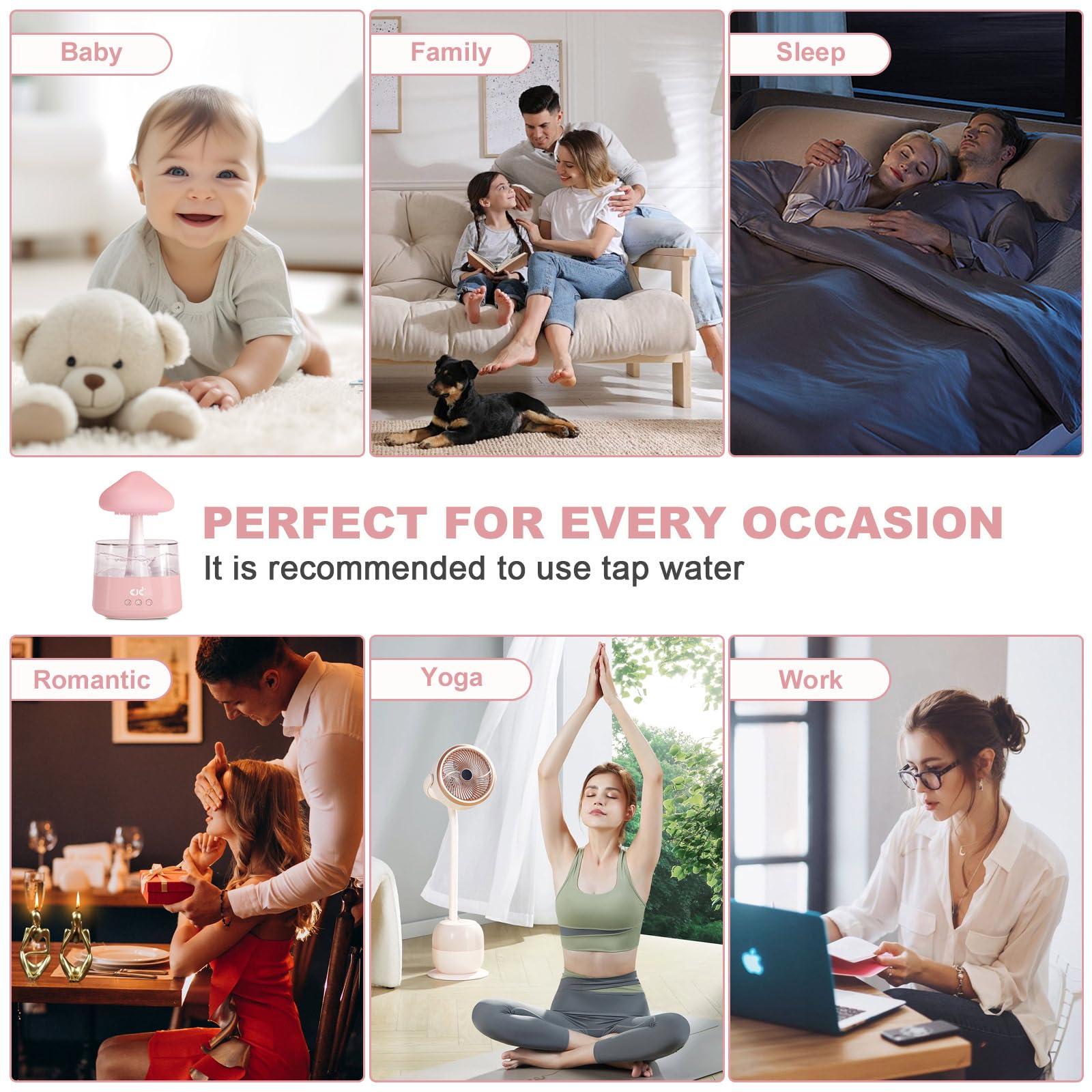 Humidifiers for Bedroom, 7 Color-Changing Led Night Lights, Aromatherapy Essential Oil