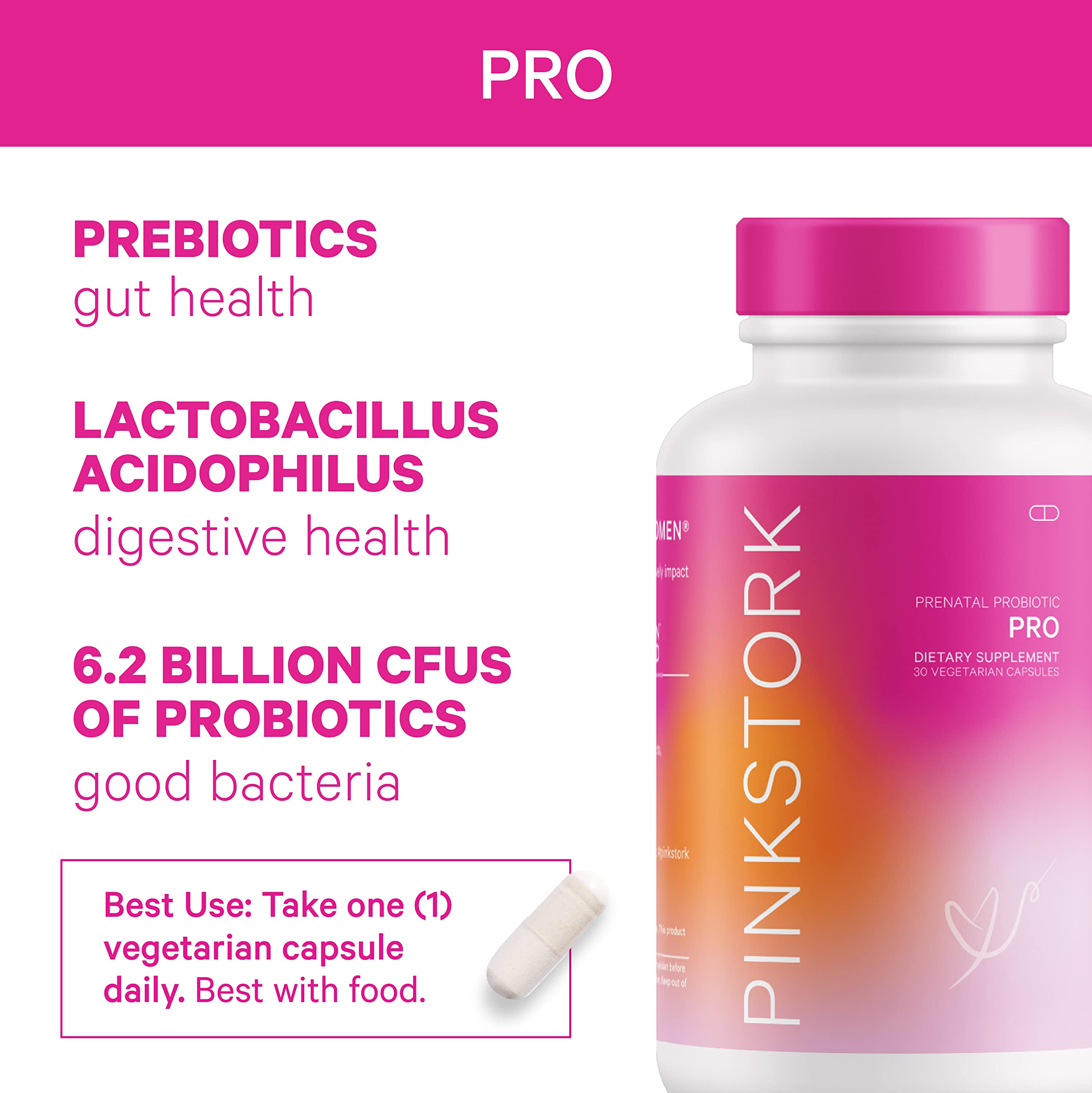 Pink Stork Ultimate Prenatal Vitamin Trio: Total Prenatal + Pro + Folate, Pregnancy Probiotic for Women