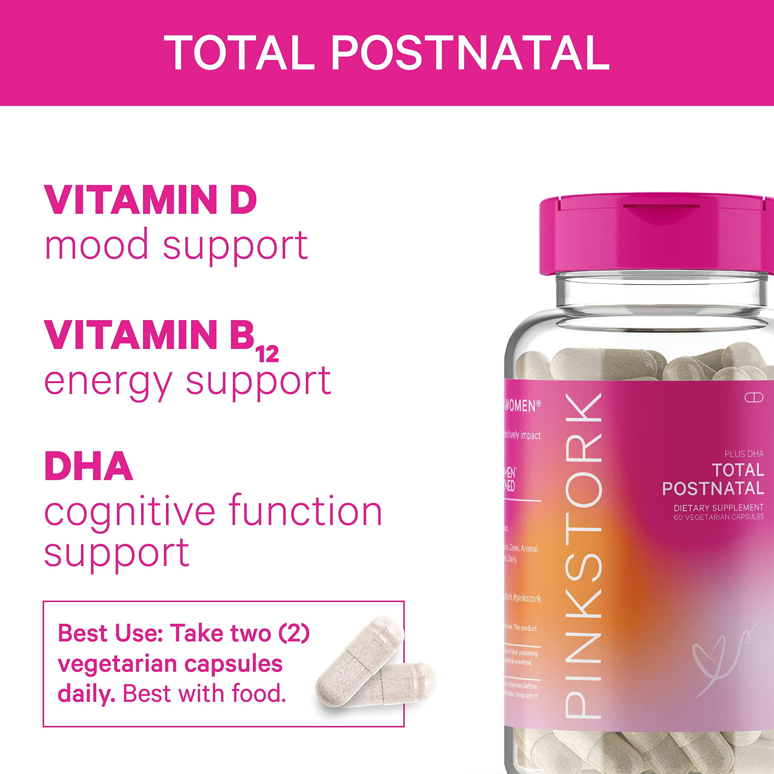 Pink Stork New Mom Necessities Bundle: Postnatal Vitamin with DHA and Folic Acid, Lactation Probiotic