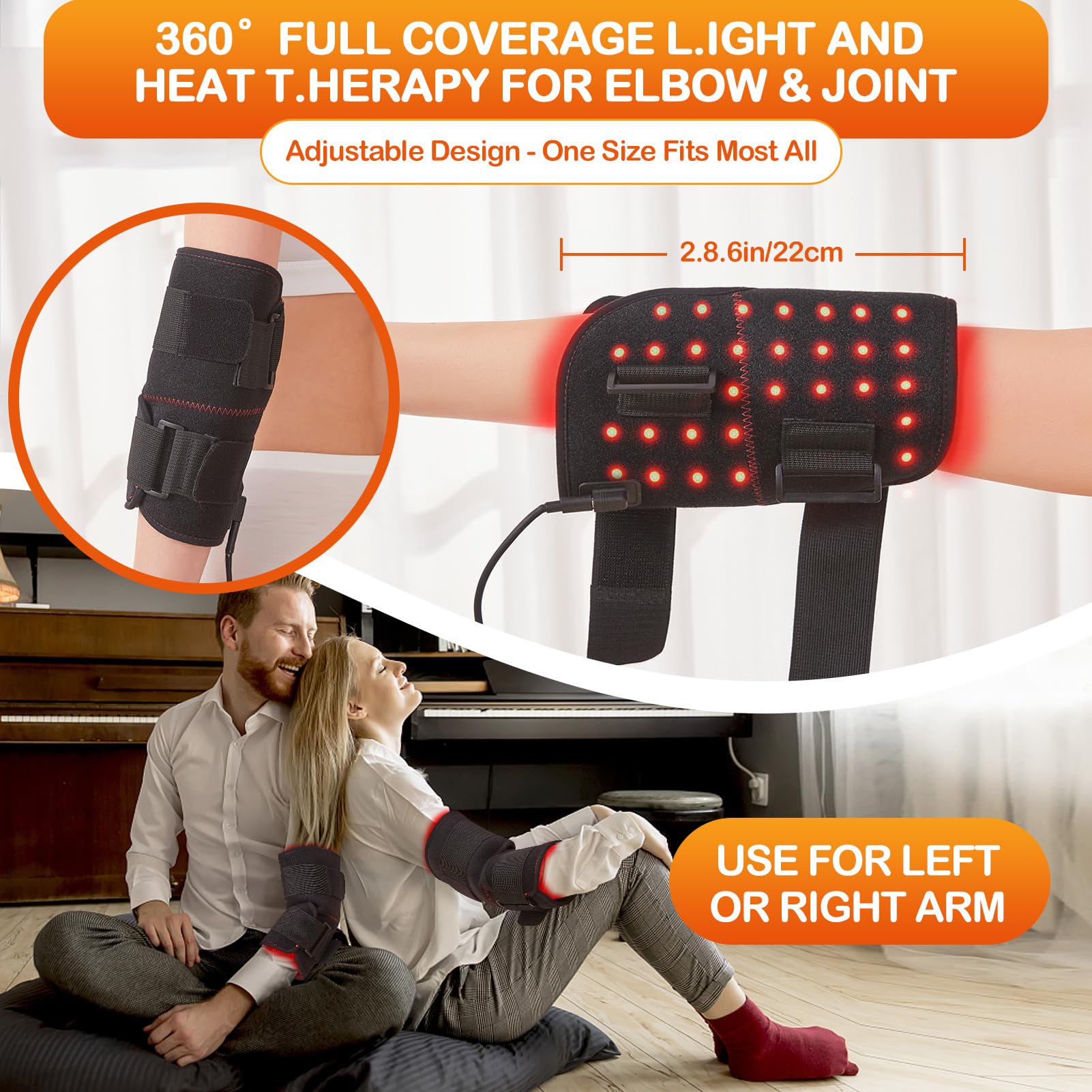 JOBYNA Red and I.nfrared L.ight T.herapy for Elbow Wrap, 850nm Near I.nfrared L.ight & 660nm