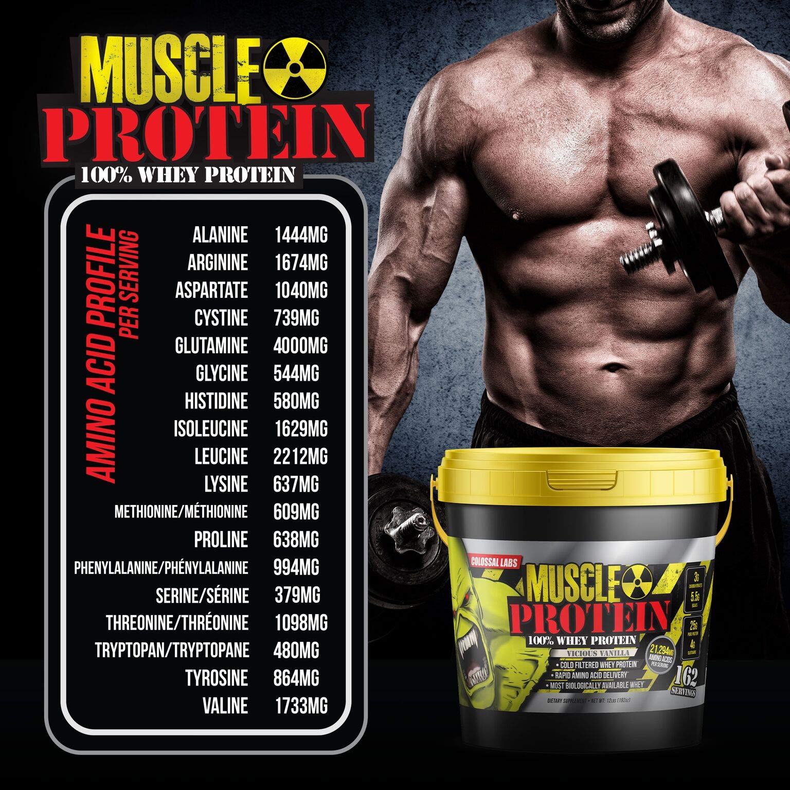 COLOSSAL LABS Muscle Protein Whey Powder [12 lbs/Pack of 1]–Chocolate Protein