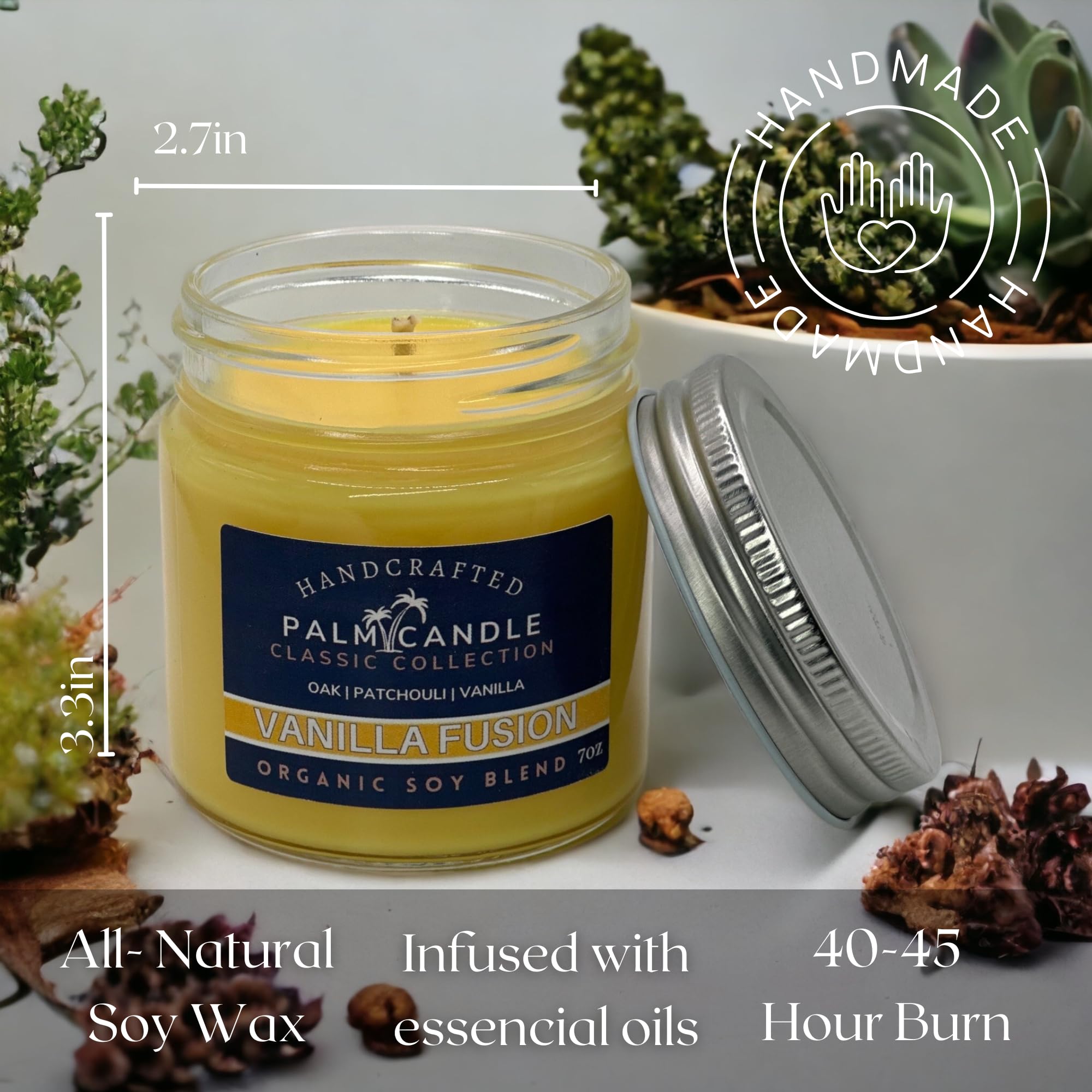 Vanilla & Wood Fusion Premium Soy Candle for Home Scented Candle 7 Ounces of Pure Aromatic Bliss