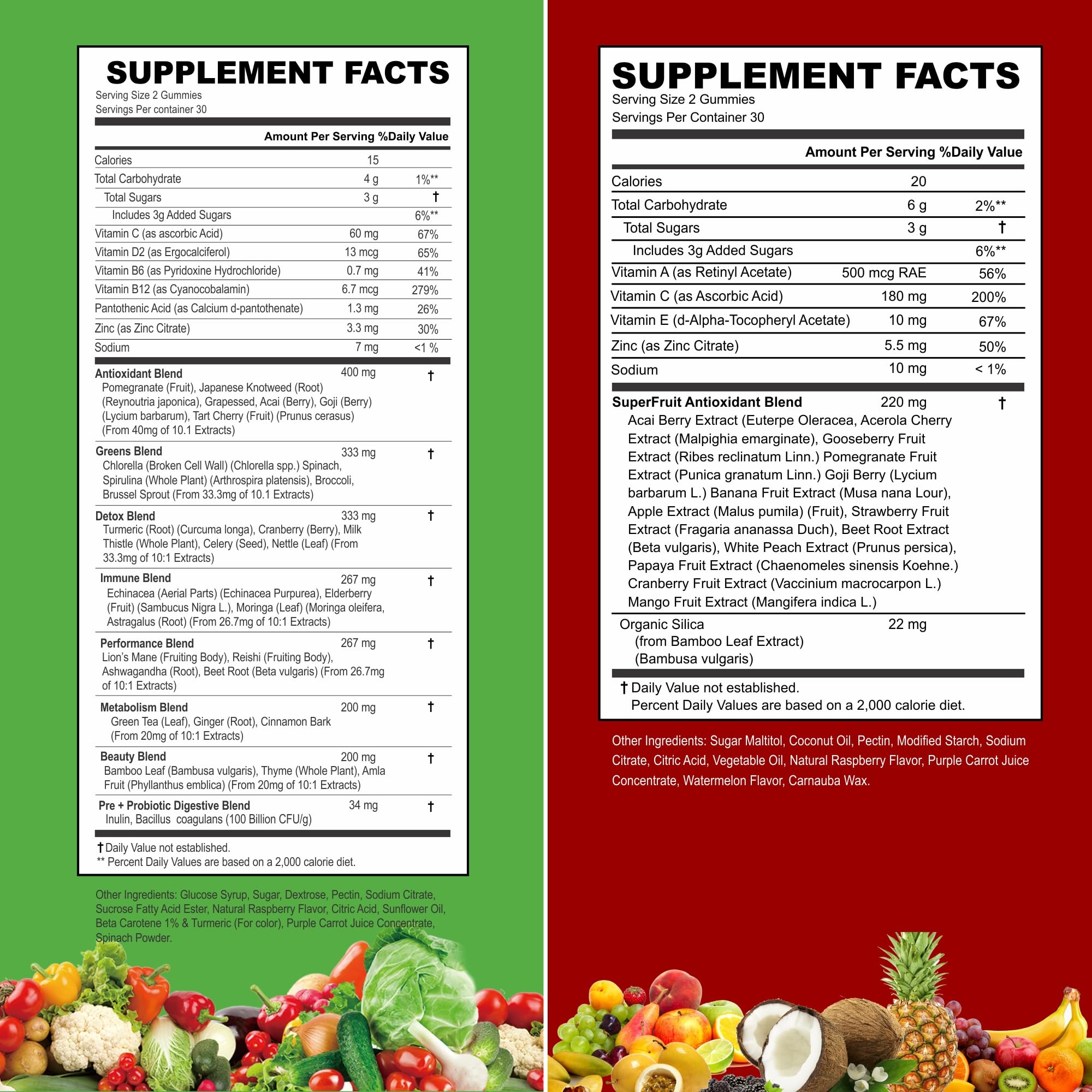 VITINITY Made with Real Fruit-Real Veggie Gummies-Superfood Vegetable Vitamin Sup