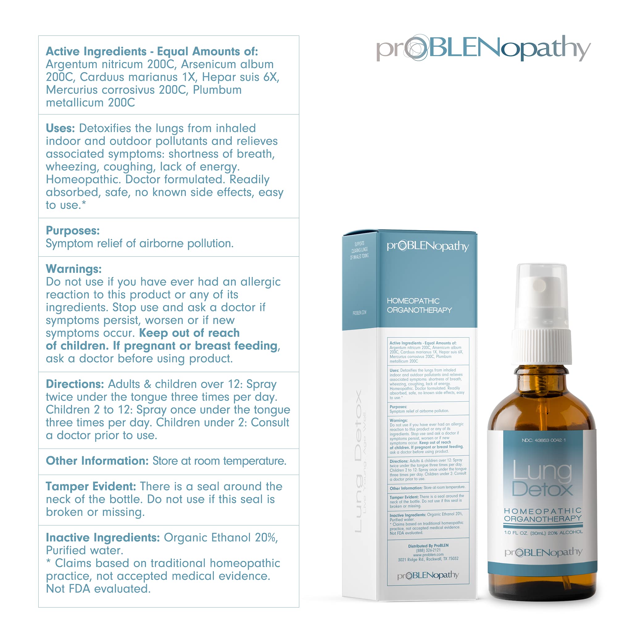 proBLENopathy Lung Support Oral Spray 30-Day Supply - Respiratory Protection & Toxin Removal