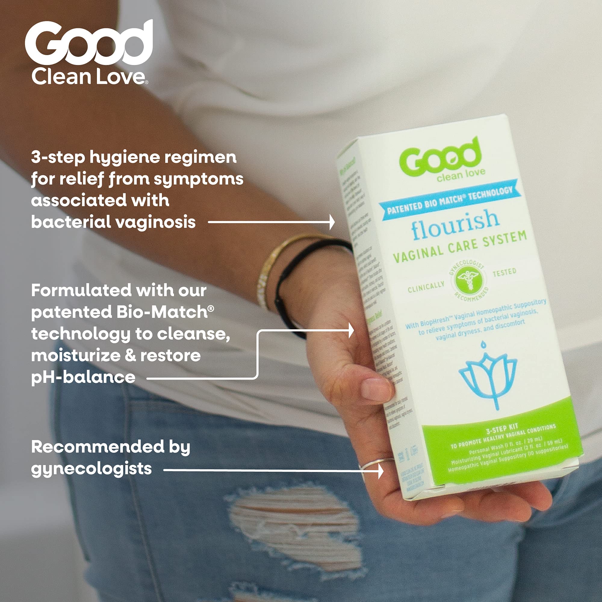Good Clean Love Flourish Vaginal Care System, 30-Day Regimen, Relieves Itching & Irritation, Includes Personal