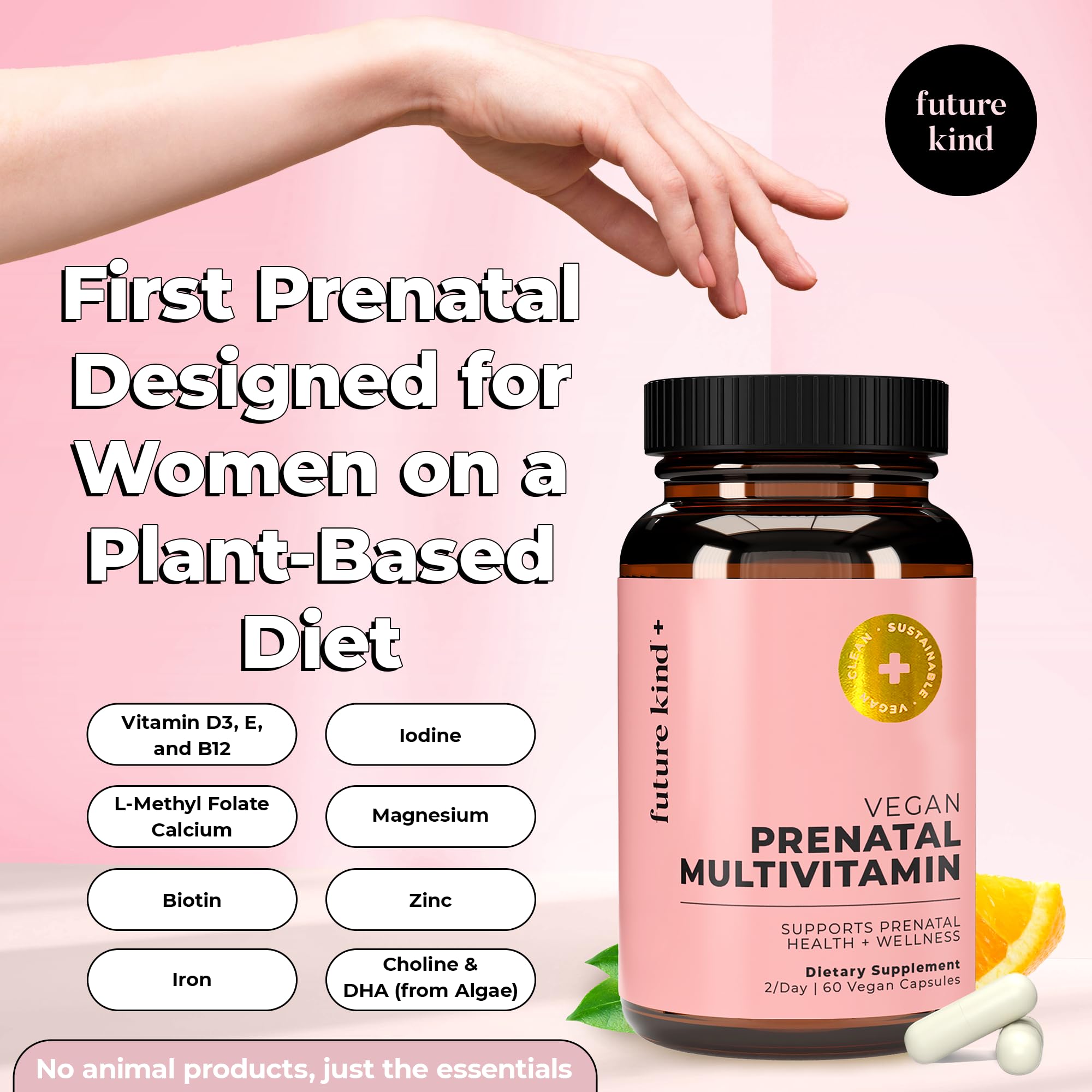 Future Kind Vegan Prenatal Vitamin - (60ct) Prenatal Vitamins with DHA & L-MethylFolate