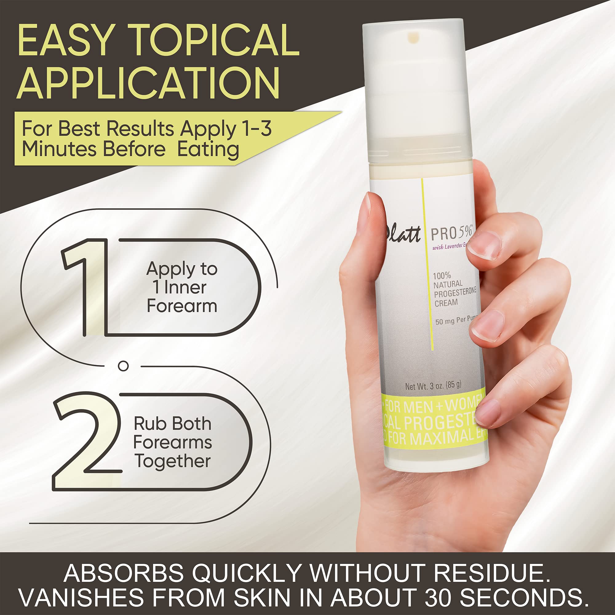 Platt PRO 5% Dr. Platt's All Natural & Bio-Identical Progesterone Cream 50mg Strength