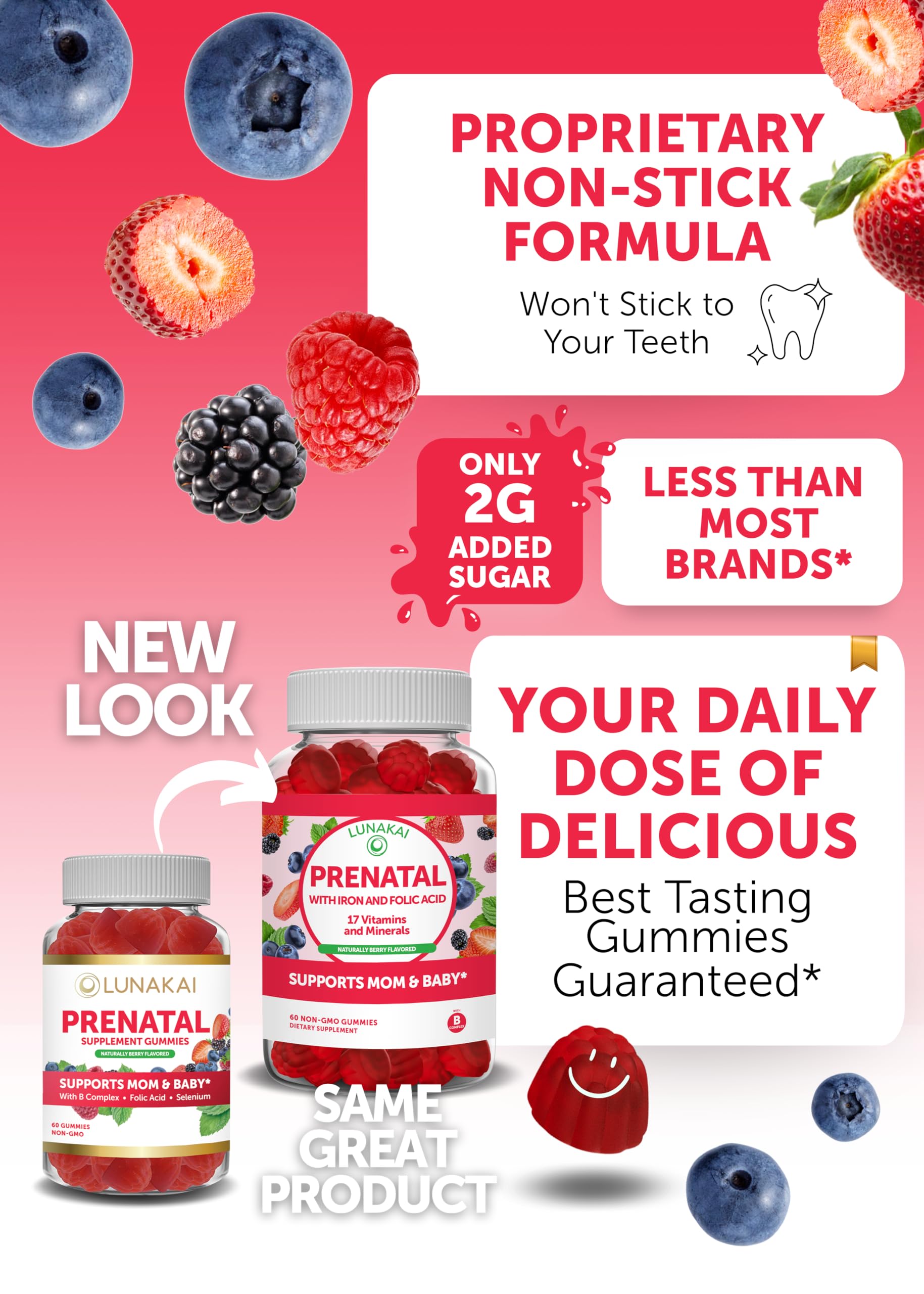 Prenatal Vitamins and Vitamin D3 Gummies Bundle - with Iron and Folic Acid, Chewable Multivitamin