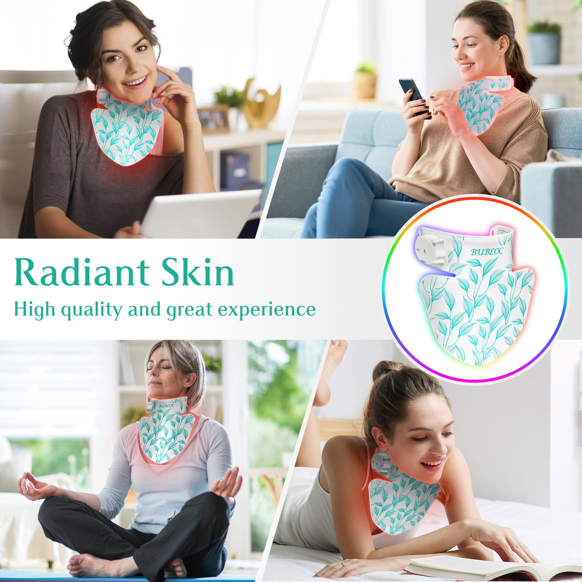 Red Light Therapy for Neck & Décolleté Suitable for Omnilux, Near-Infrared 850 Red Light + 7 Colors Led Light