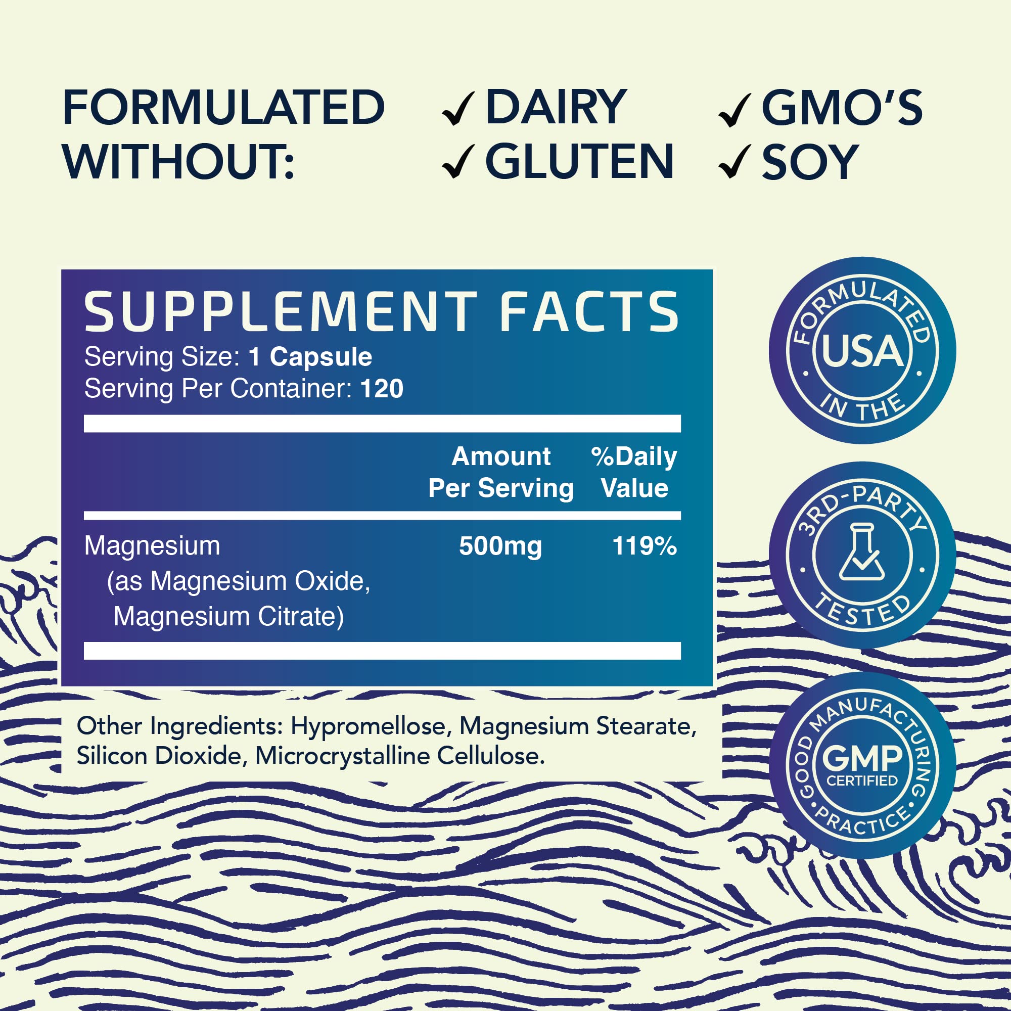 Magnesium Citrate Complex | 500 MG | High Absorption Formula | Calm, Relaxation