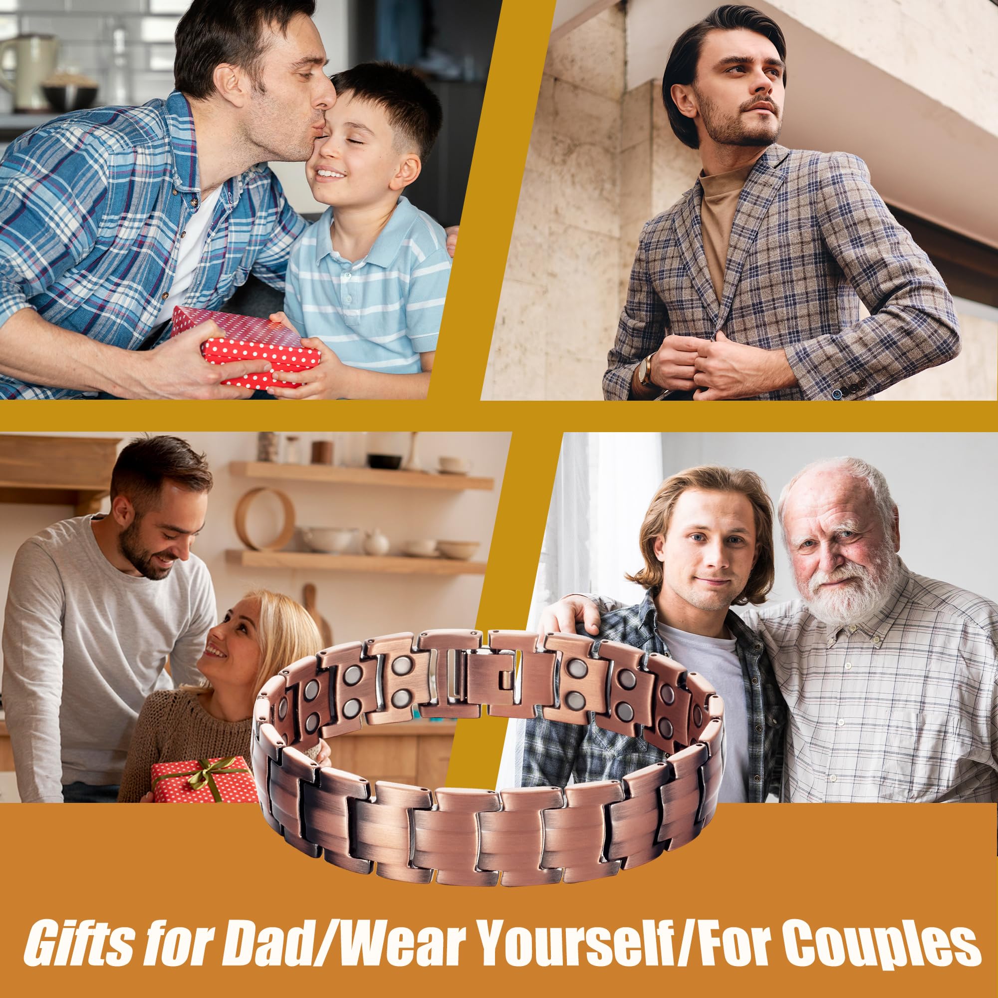 MagVIVACE Copper Bracelet for Men, Magnetic Bracelet with 3500 Gauss Magnets