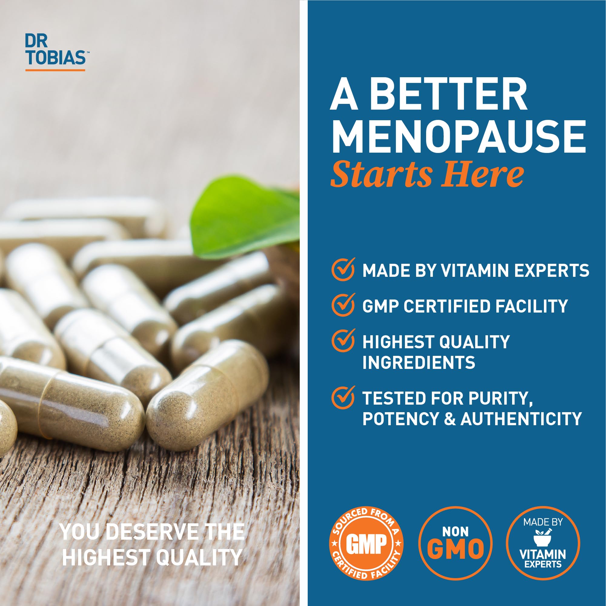 Dr. Tobias Menopause Relief Supplement with Black Cohosh, Soy Isoflavones, and Don Quai