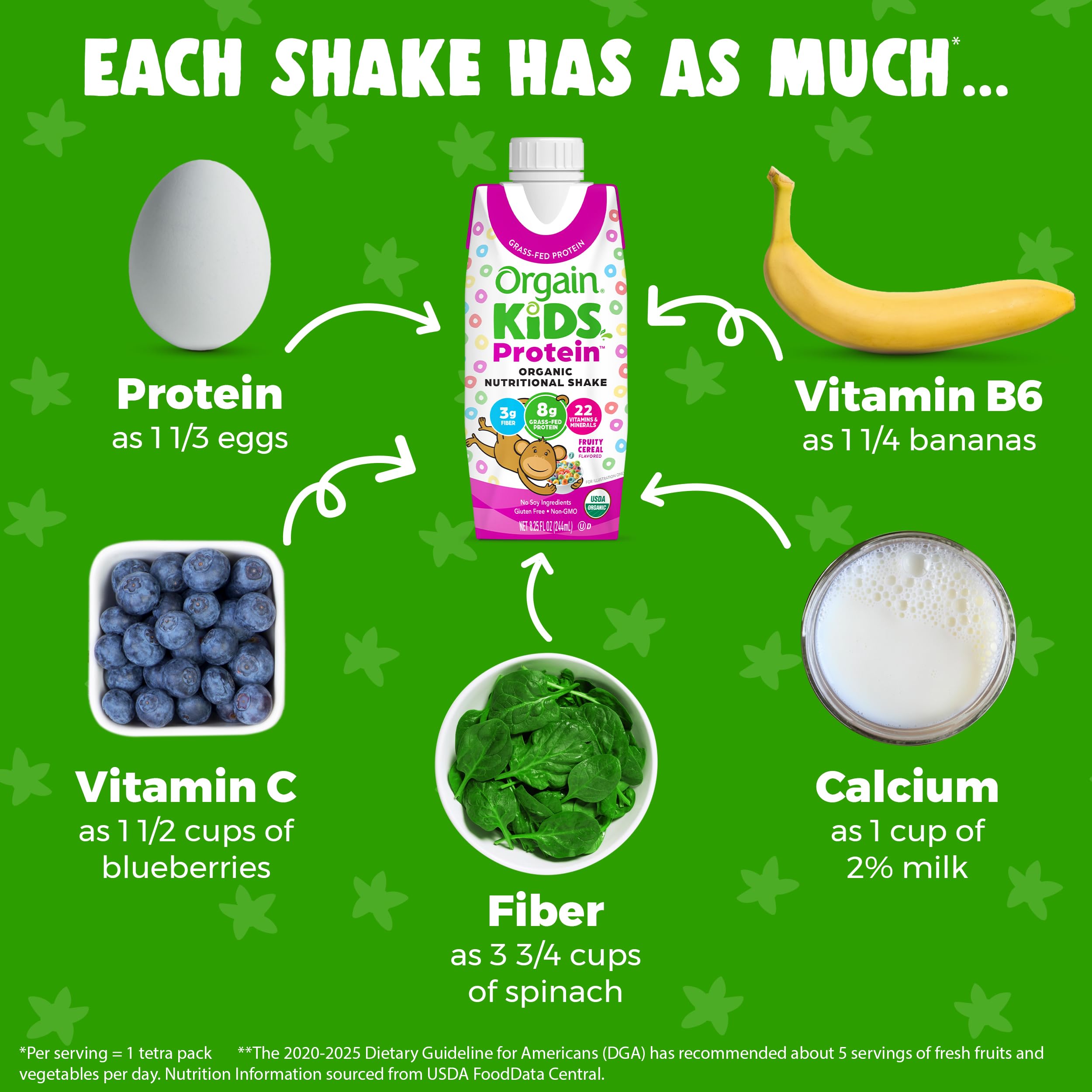 Orgain Organic Kids Nutritional Protein Shake, Fruity Cereal - Kids Snacks with 8g Dairy