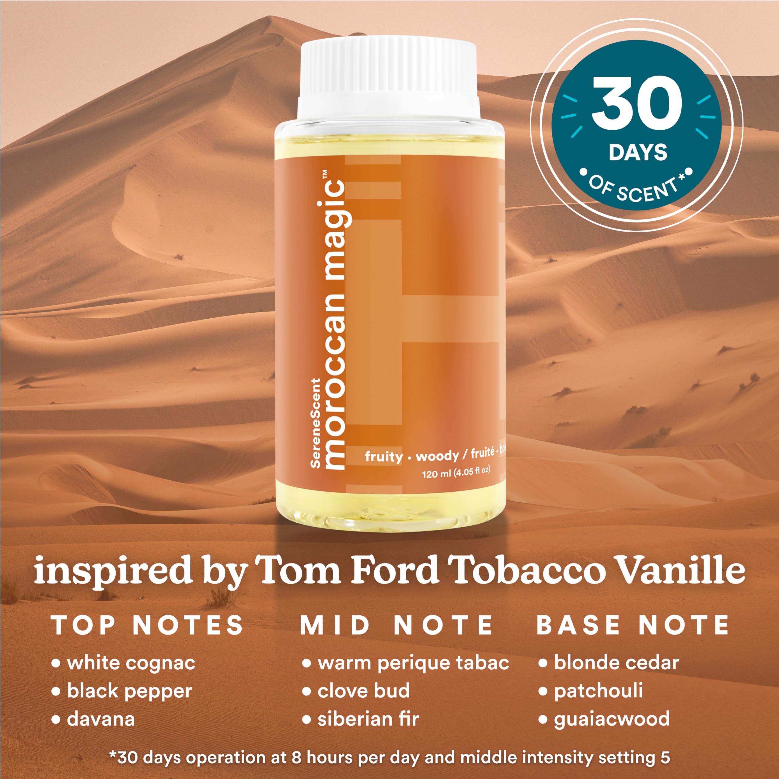 Homedics SereneScent Moroccan Magic Fragrance Oil Bottle, 120 ml, Clean & Natural, Fruity & Woody