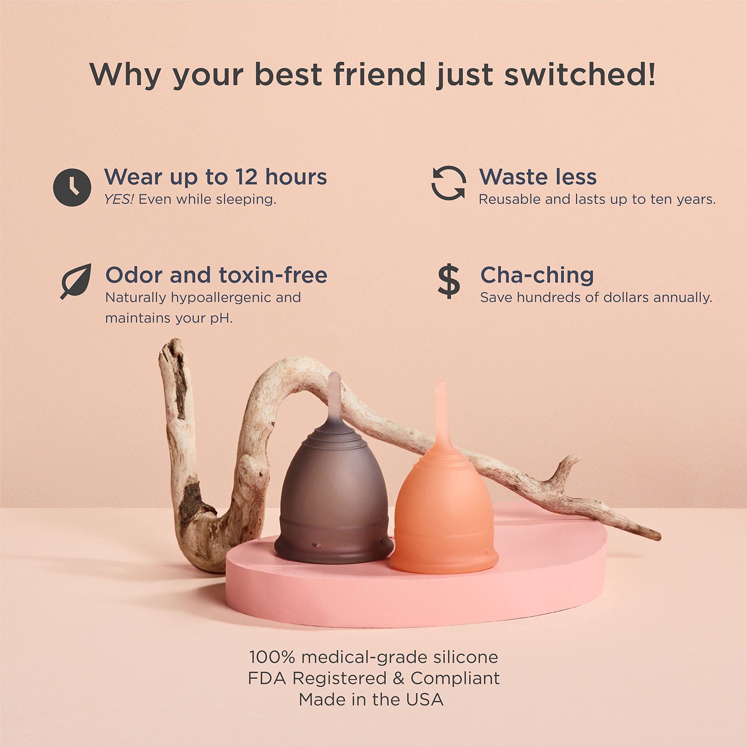 Saalt Soft Menstrual Cup - Best Sensitive Reusable Period Cup - Wear for 12 Hours - Tampon and Pad