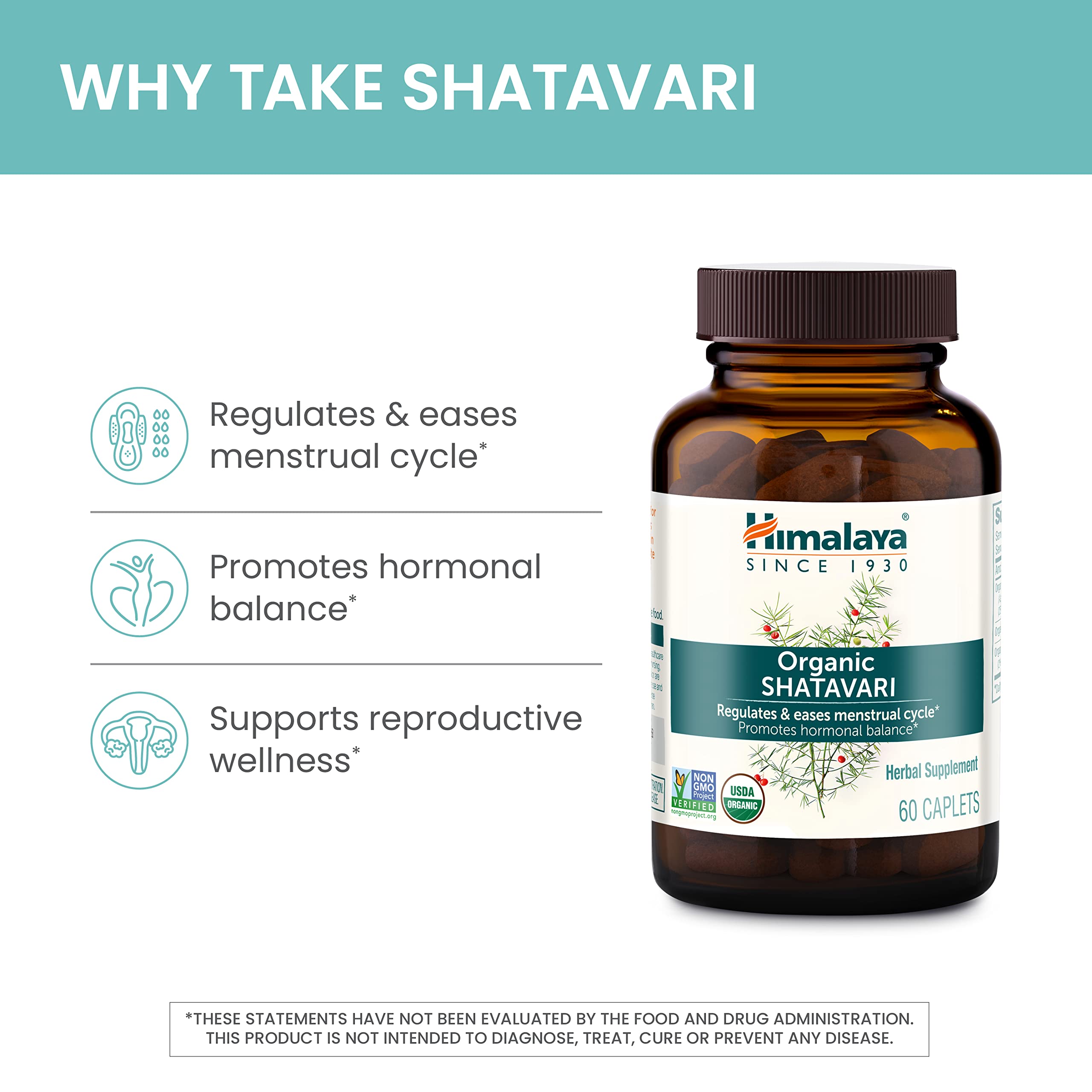 Himalaya Organic Shatavari for PMS, Menstrual Cramp Relief, Menopause Support, and Women's Health