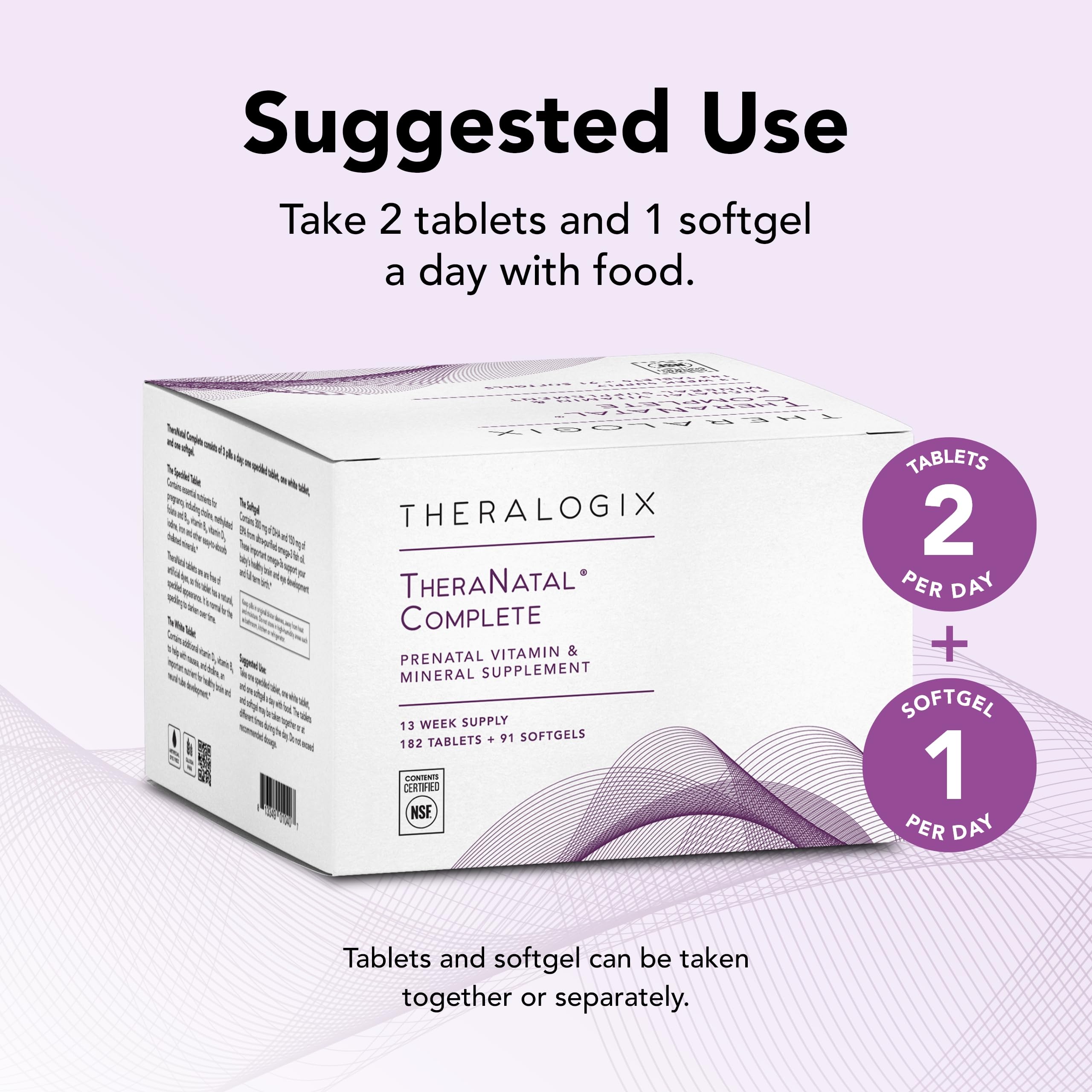 Theralogix TheraNatal Complete Prenatal Vitamin Supplement - 91-Day Supply - with DHA