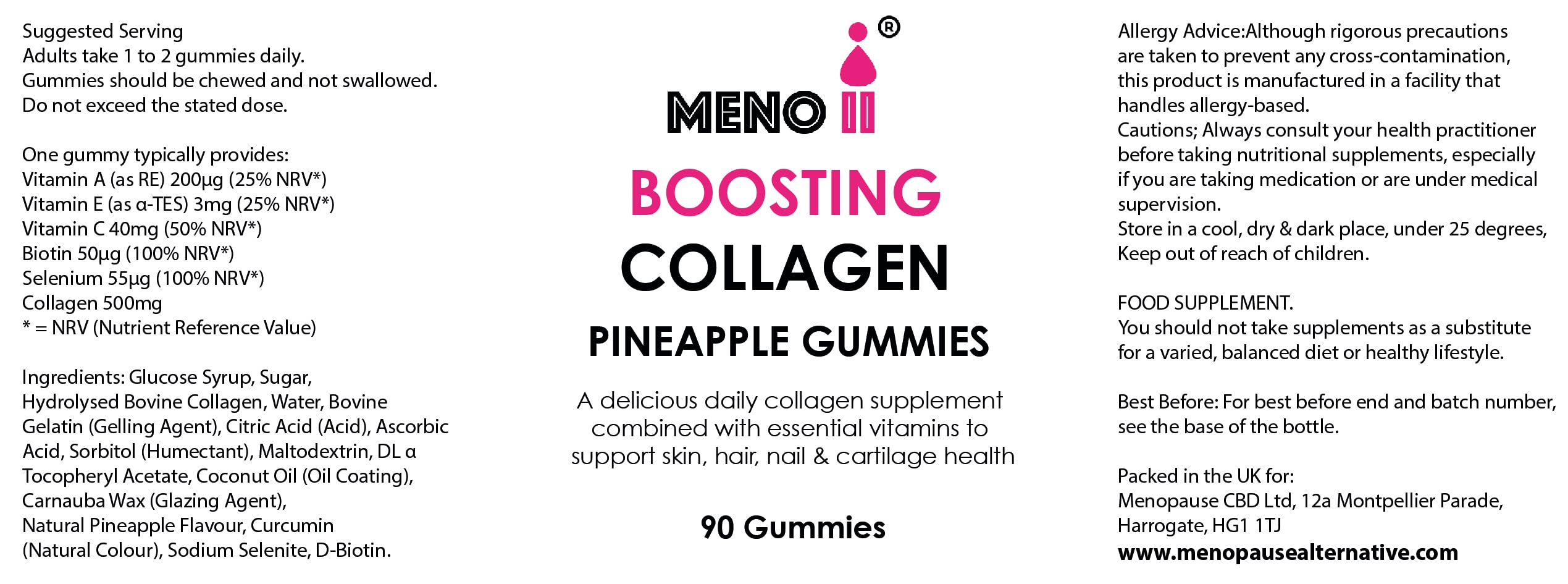 Meno® Boosting Collagen Natural Pineapple 90 Gummies
