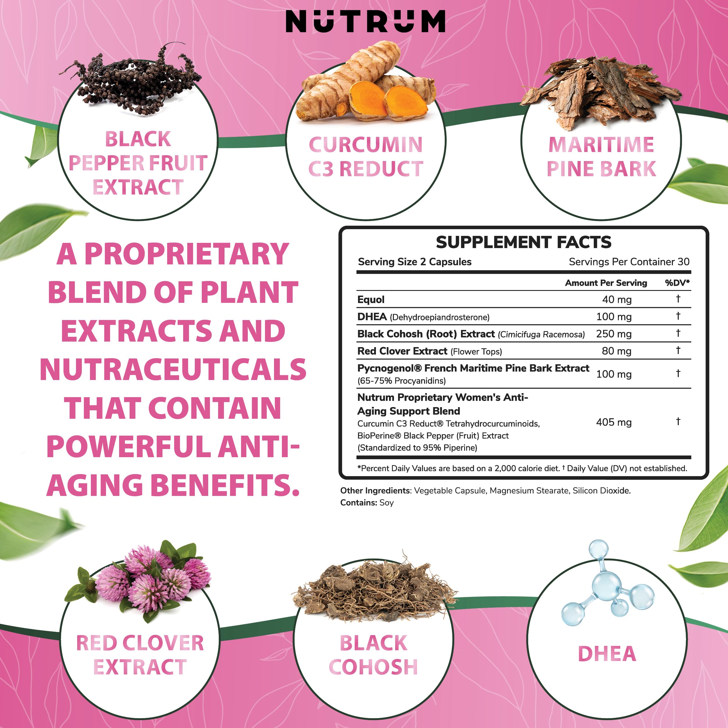 Estrolife Anti-Aging Support for Women by Nutrum, Vegan Supplement for Long Lasting Female Hormonal Balance