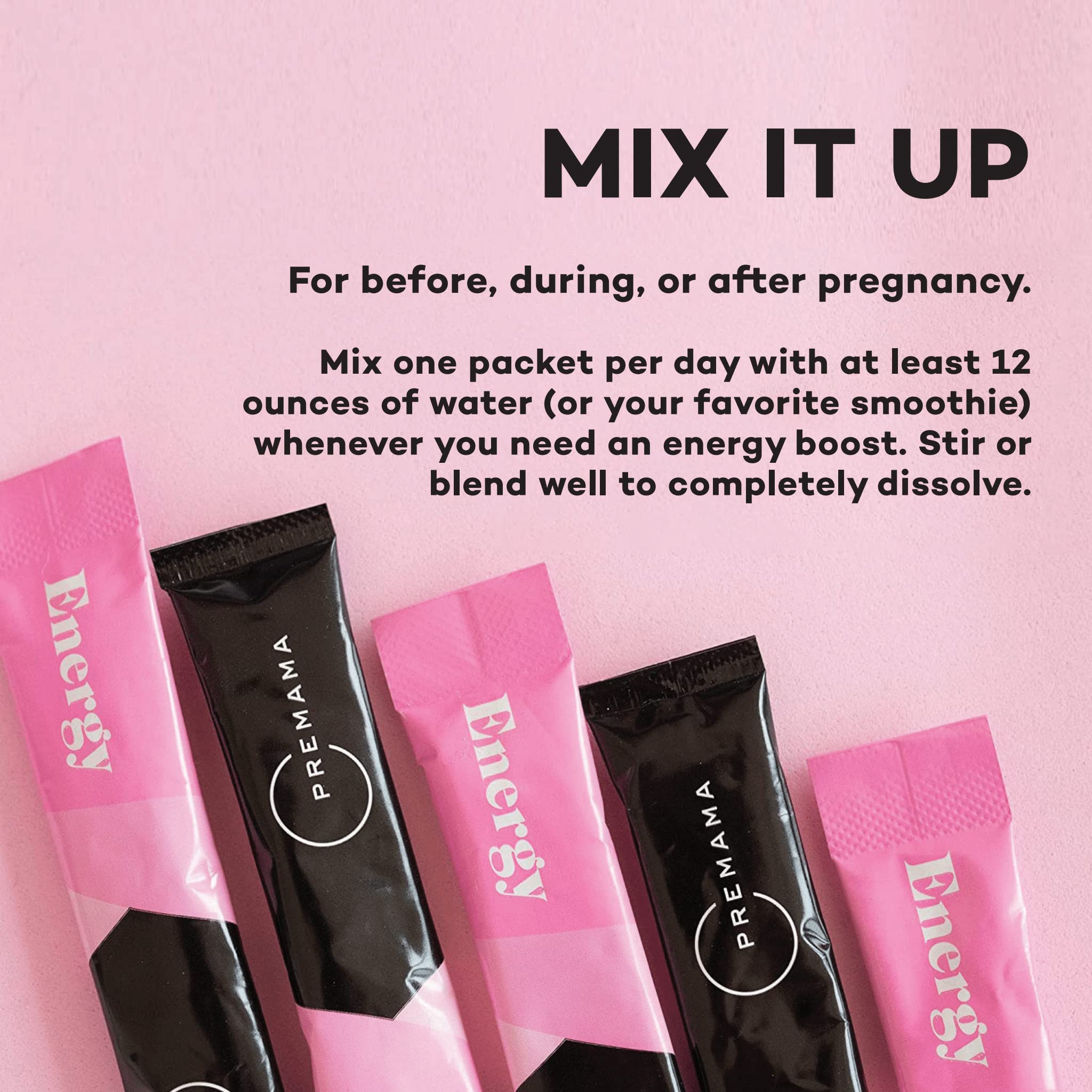 Premama Prenatal Vitamin Energy Boost Drink Mix & Fertility Support Bundle, Omega 3, B Vitamins