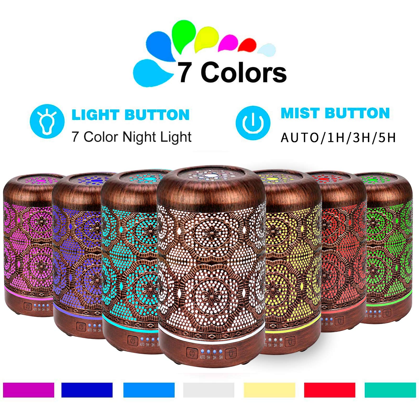 Essential Oil Diffuser, Upgraded Metal Diffusers with Lavender Lemon Essential Oils, 250ml