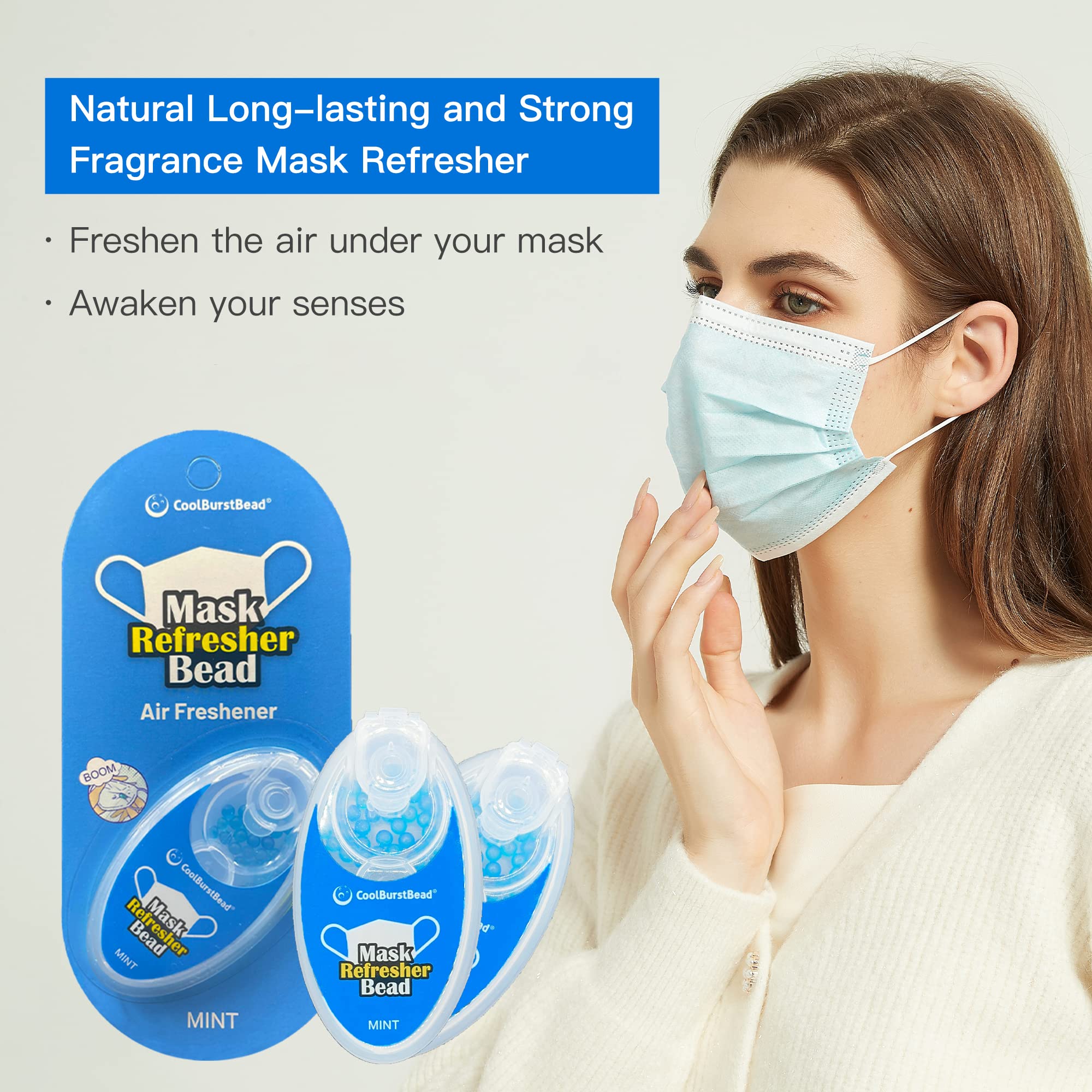 CoolBurstBead Face Mask Refresher, Long-Lasting & Strong Refreshing Fragrance, 4-Pack