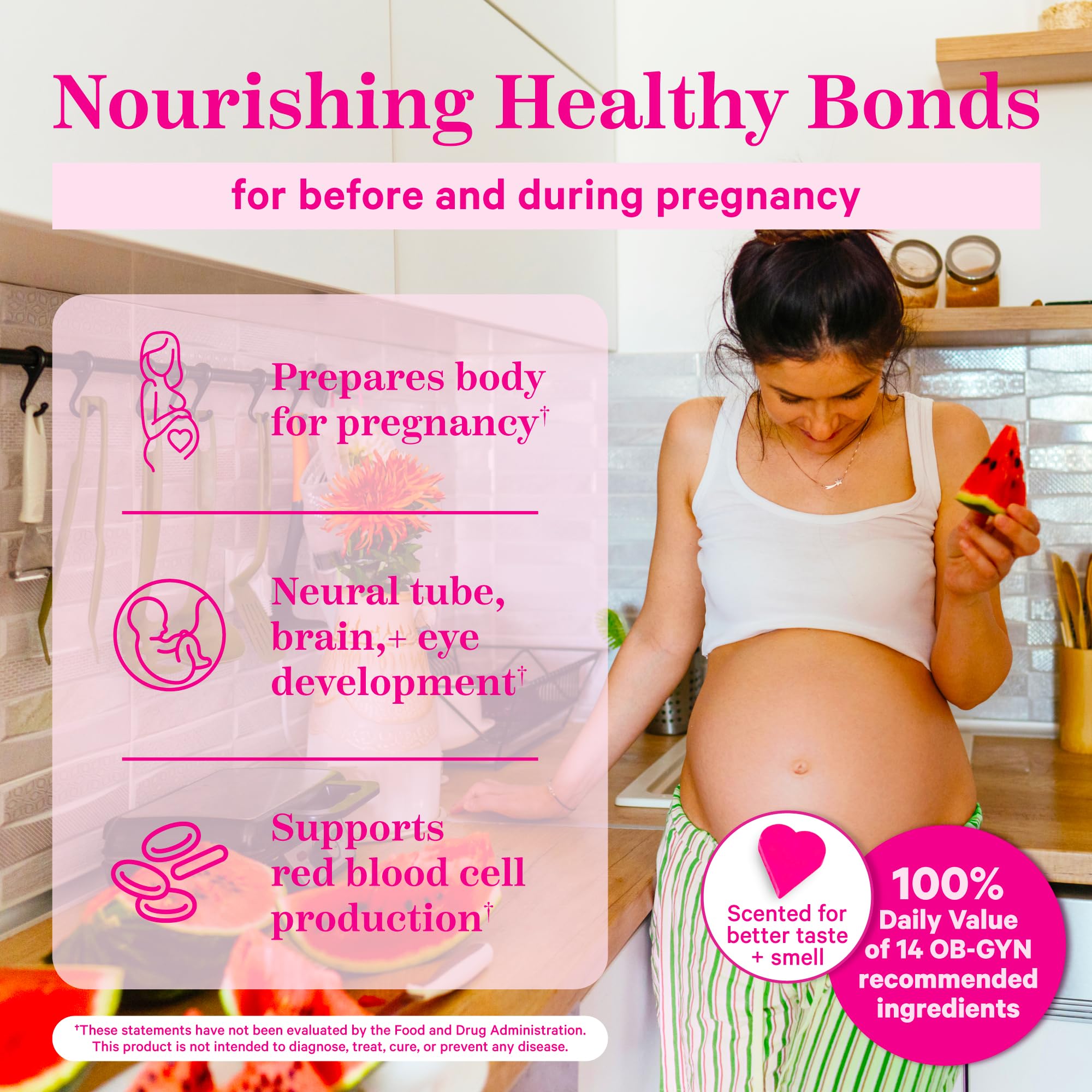 Pink Stork Total Prenatal Vitamins with DHA, Folate, Iron, Choline, and Vitamin B12 - Prenatals